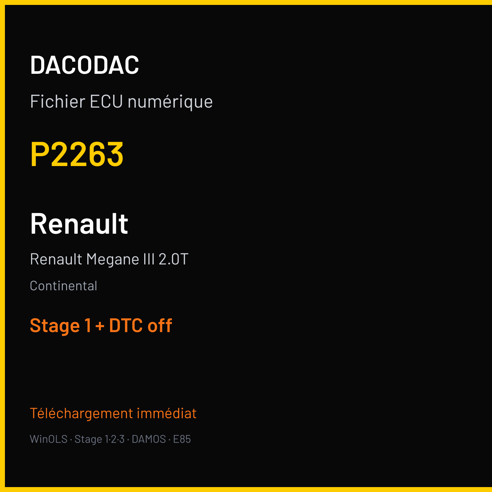 Renault Megane III 2.0T (2011) — Continental — P2263 — Stage 1 + DTC off