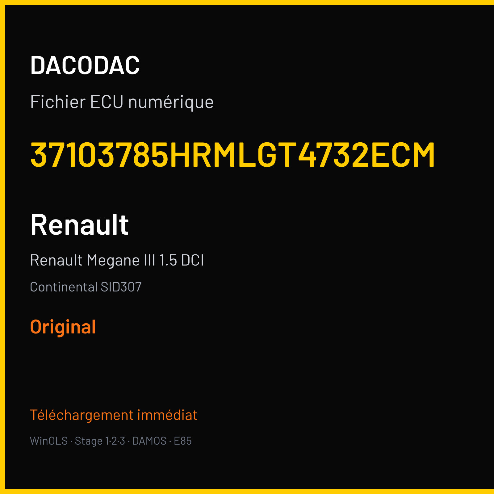 Renault Megane III 1.5 DCI (2015) — Continental SID307 — 37103785HRMLGT4732ECM — Original
