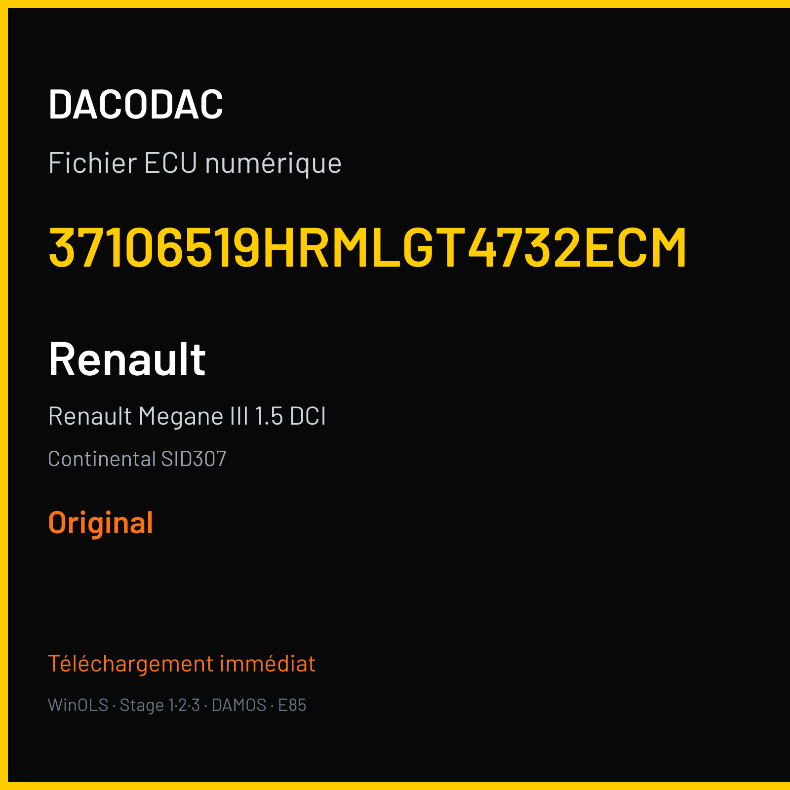 Renault Megane III 1.5 DCI (2015) — Continental SID307 — 37106519HRMLGT4732ECM — Original