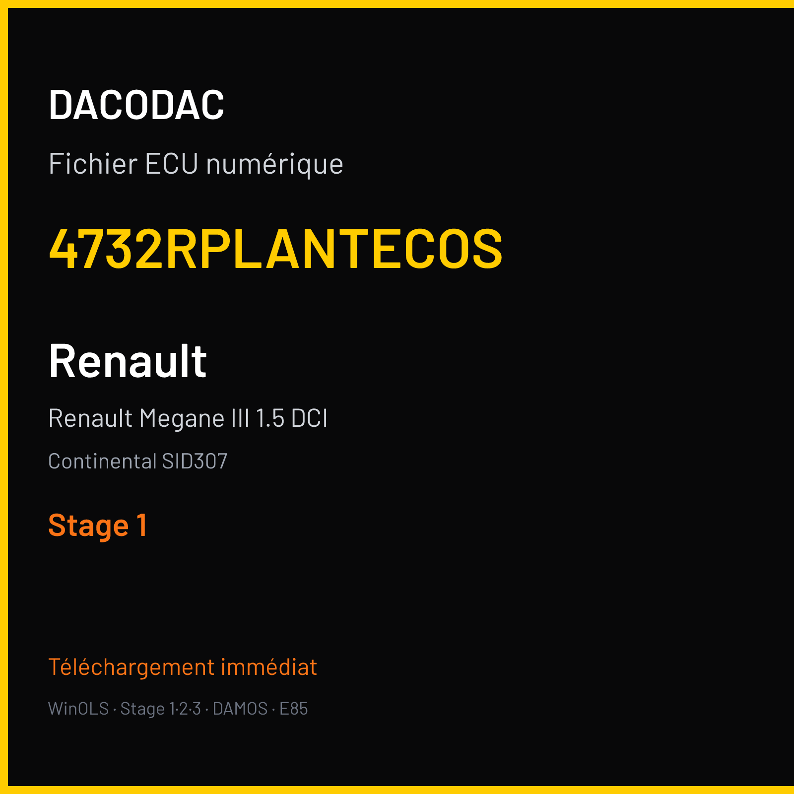 Renault Megane III 1.5 DCI (2014) — Continental SID307 — 4732RPLANTECOS — Stage 1