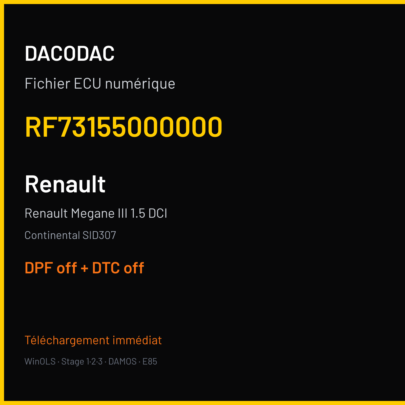 Renault Megane III 1.5 DCI (2012) — Continental SID307 — RF73155000000 — DPF off + DTC off
