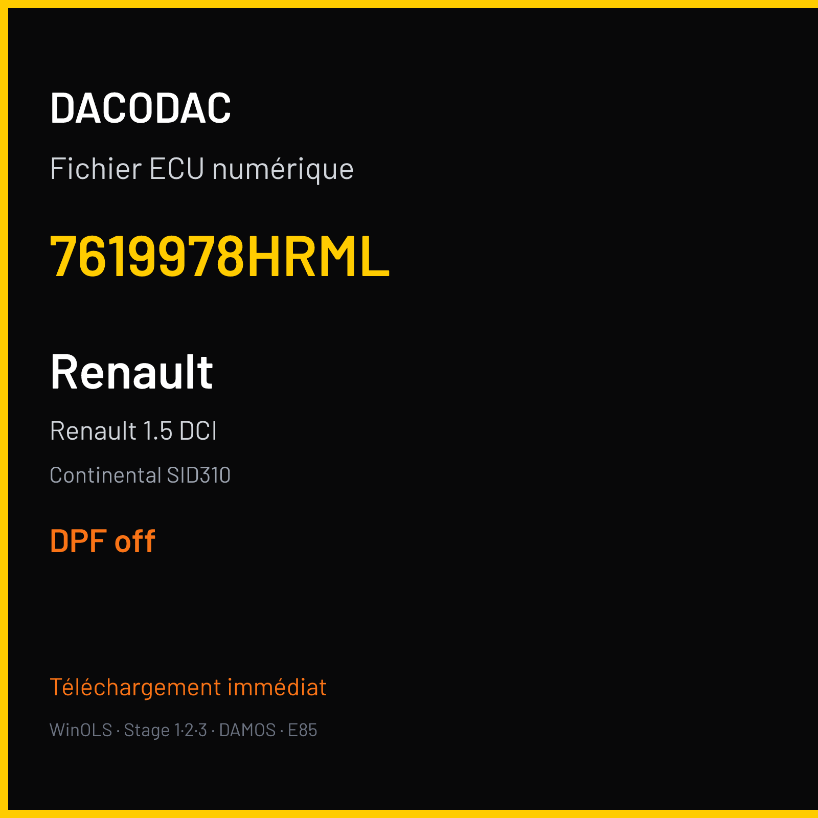 Renault 1.5 DCI — Continental SID310 — 7619978HRML — DPF off
