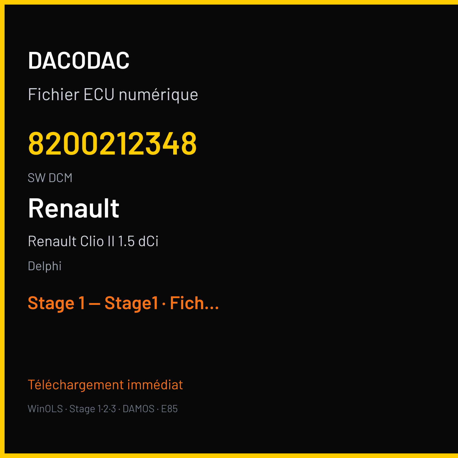 Renault Clio II 1.5 dCi (2002) — Delphi — 8200212348 · DCM — Stage 1 — Stage1