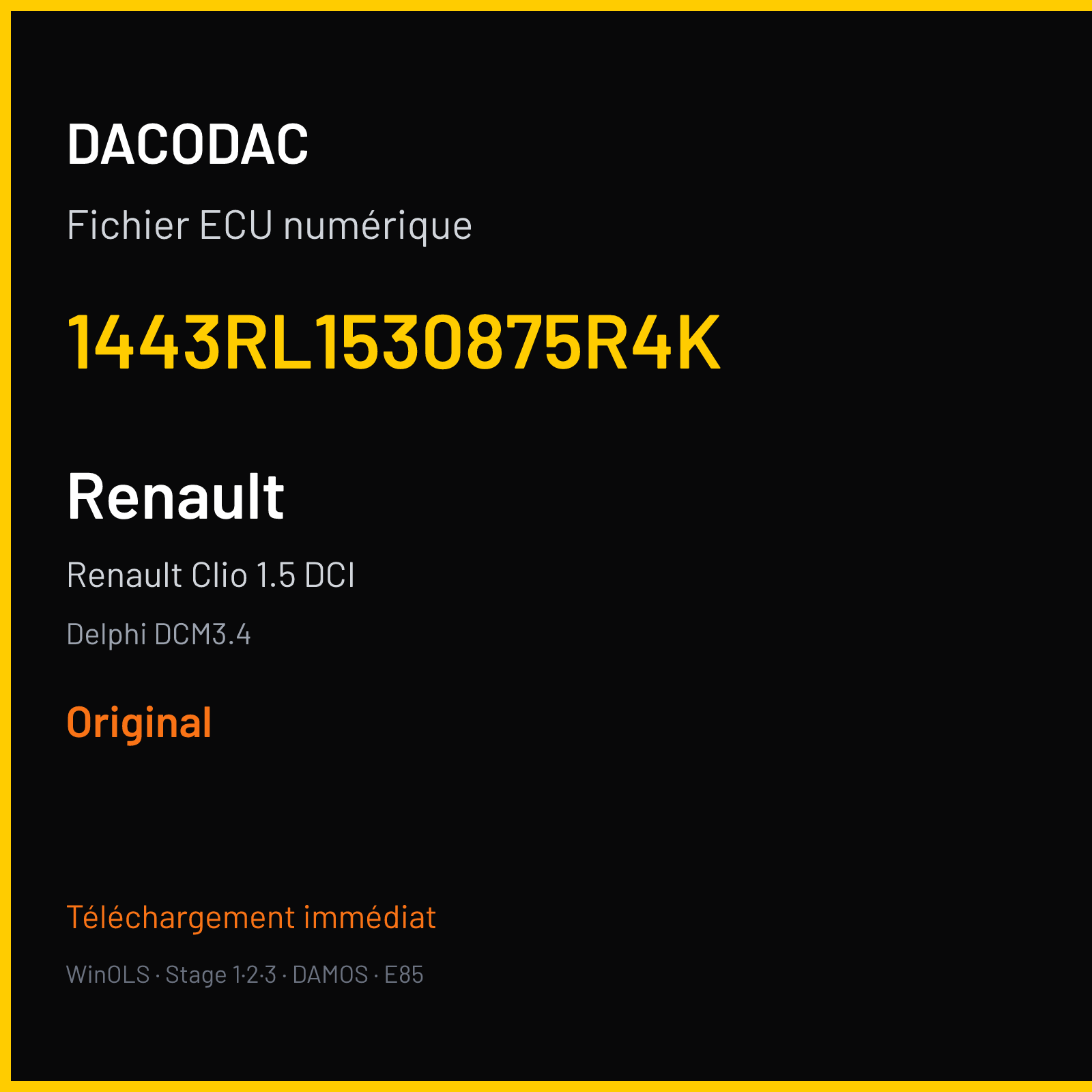 Renault Clio 1.5 DCI (2011) — Delphi DCM3.4 — 1443RL1530875R4K — Original