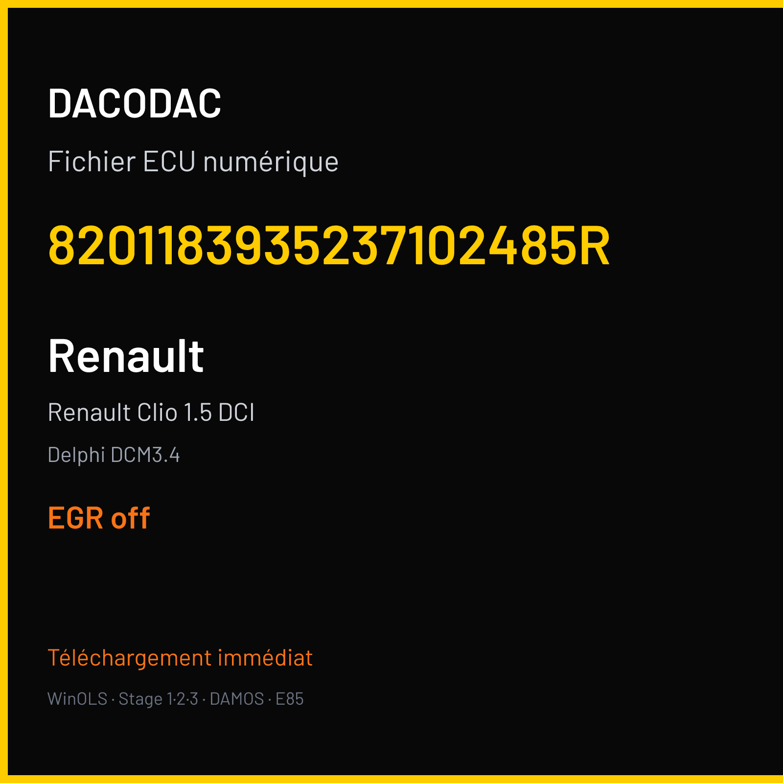 Renault Clio 1.5 DCI — Delphi DCM3.4 — 8201183935237102485R — EGR off