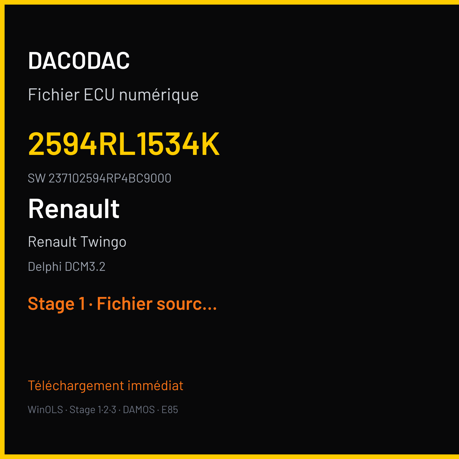 Renault Twingo — Delphi DCM3.2 — 2594RL1534K · 237102594RP4BC9000 · DELIV 1 — Stage 1