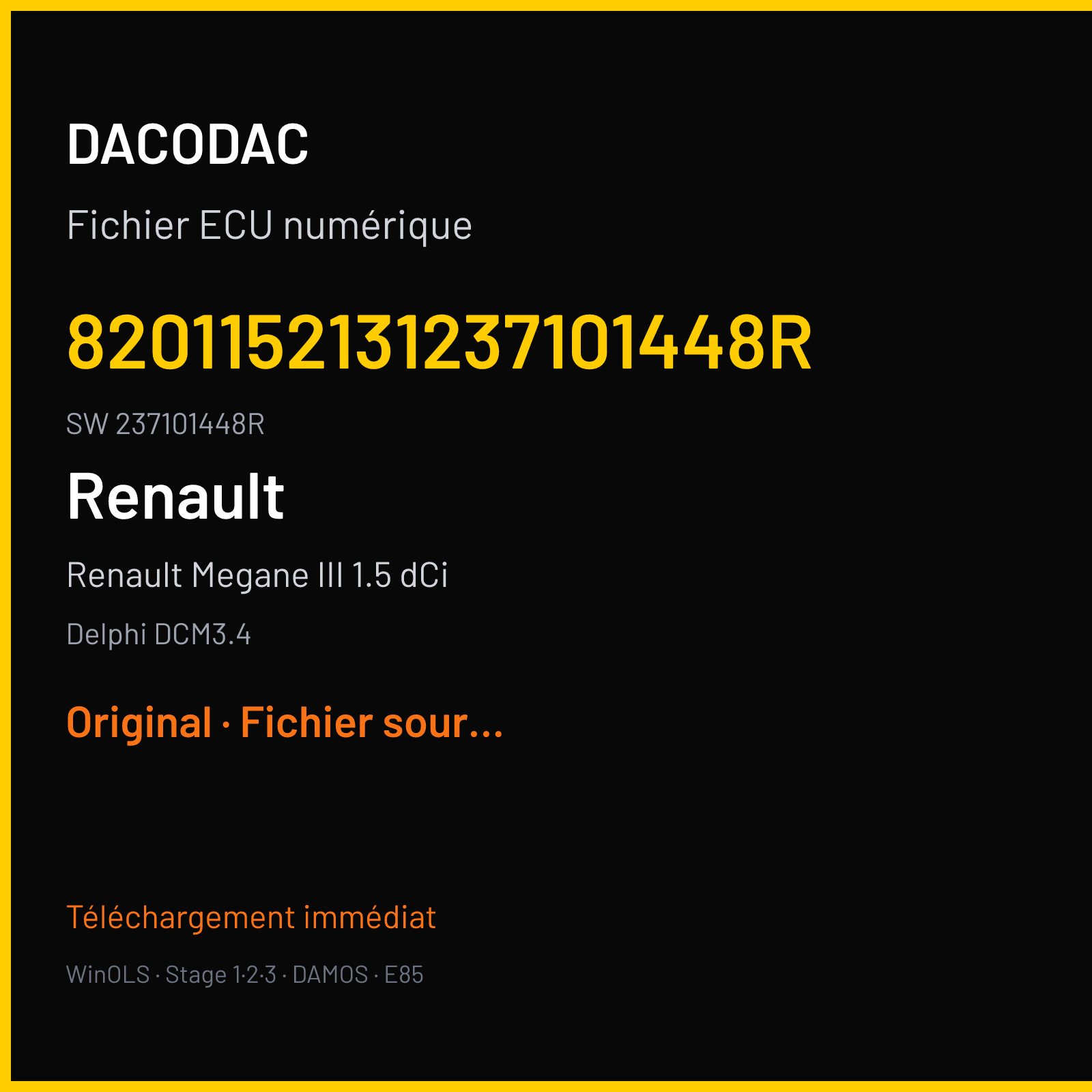 Renault Megane III 1.5 dCi — Delphi DCM3.4 — 8201152131237101448R · 237101448R — Original