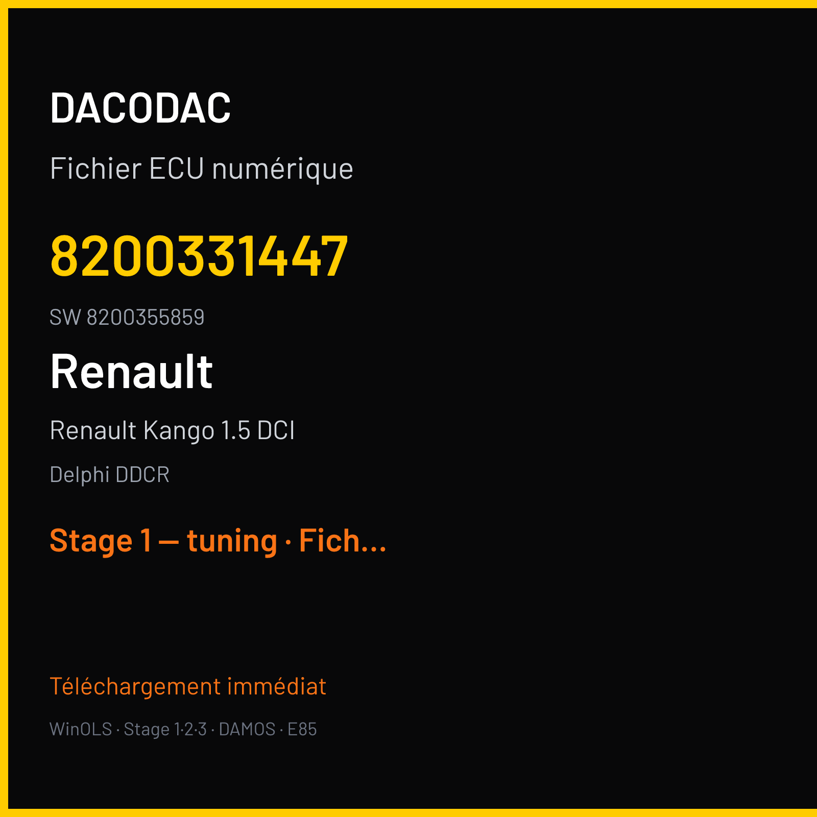 Renault Kango 1.5 DCI (2004) — Delphi DDCR — 8200331447 · 8200355859 — Stage 1 — tuning