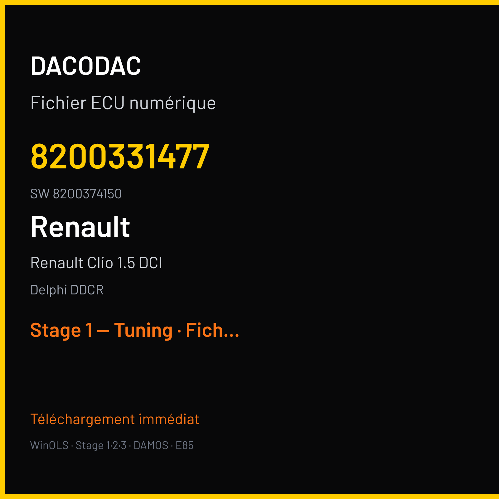 Renault Clio 1.5 DCI (2002) — Delphi DDCR — 8200331477 · 8200374150 — Stage 1 — Tuning