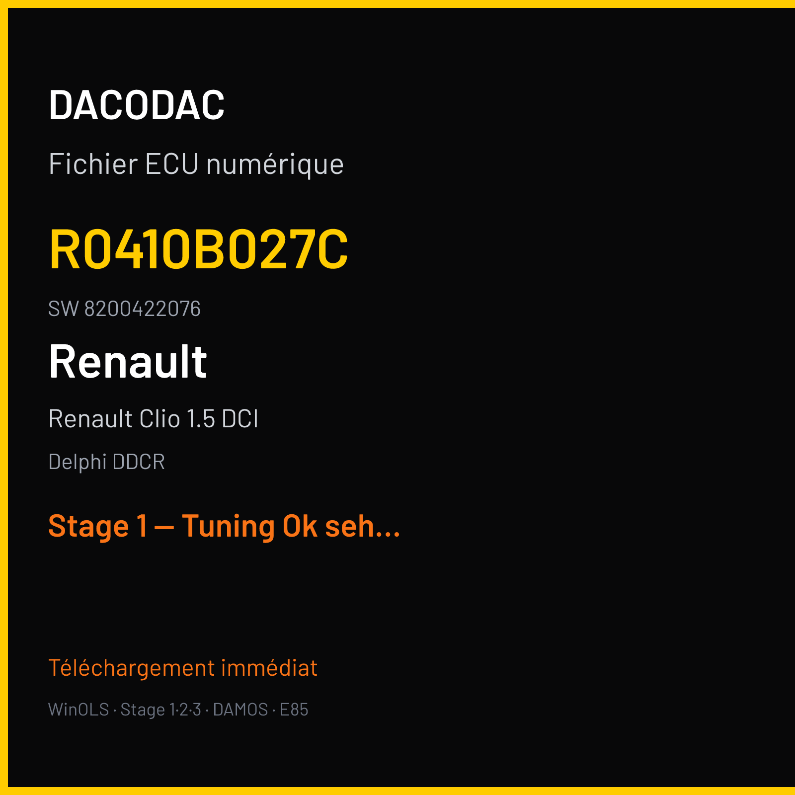 Renault Clio 1.5 DCI (2004) — Delphi DDCR — R0410B027C · 8200422076 — Stage 1 — Tuning Ok sehr Gut