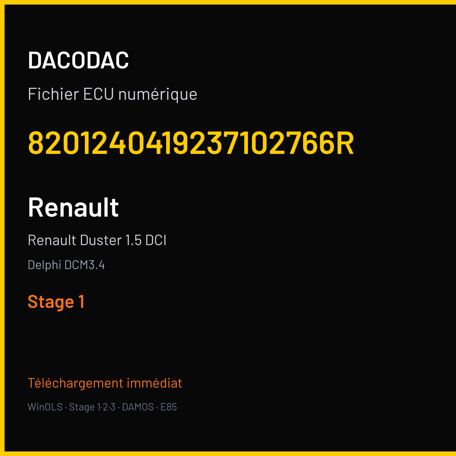 Renault Duster 1.5 DCI (2012) — Delphi DCM3.4 — 8201240419237102766R — Stage 1