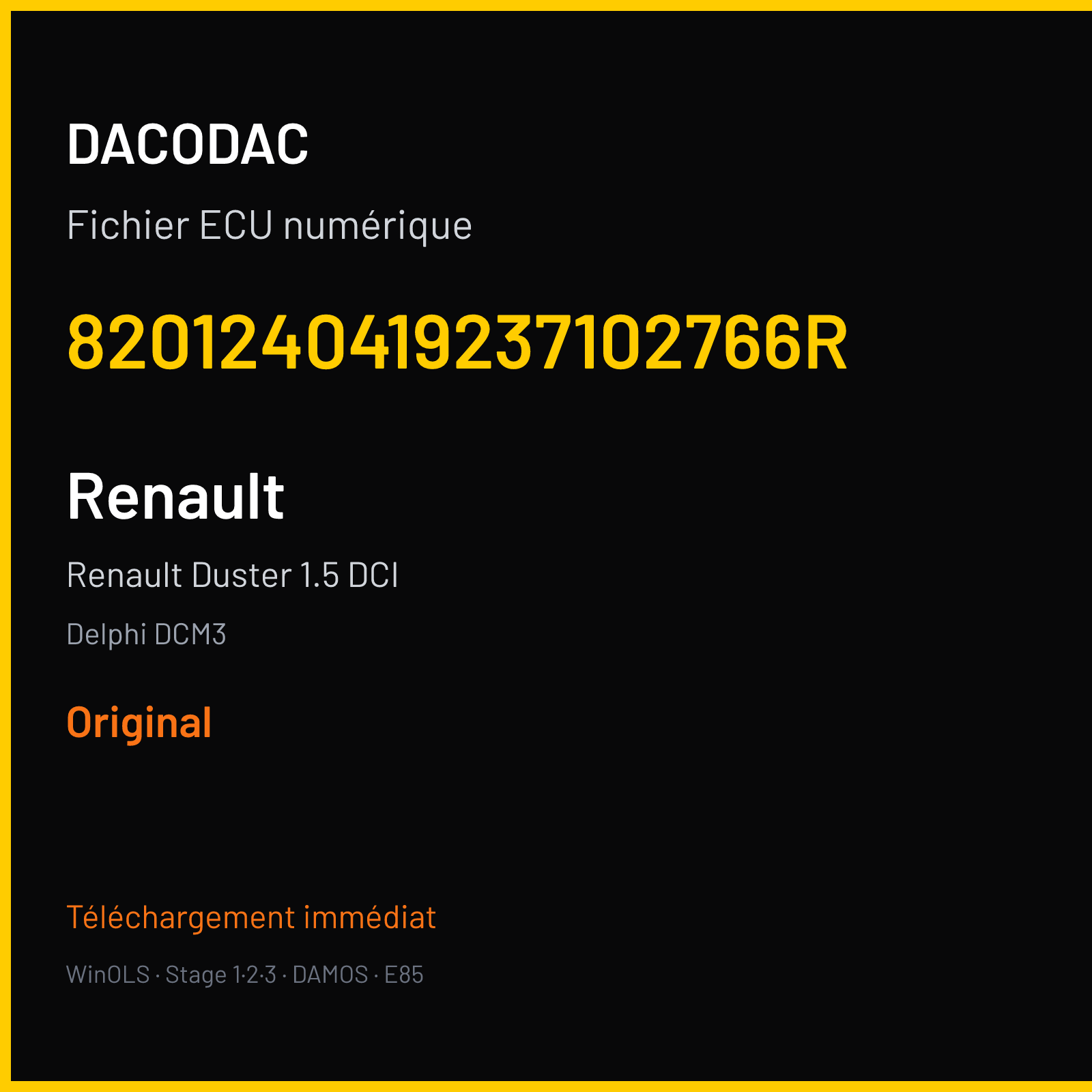Renault Duster 1.5 DCI (2012) — Delphi DCM3 — 8201240419237102766R — Original