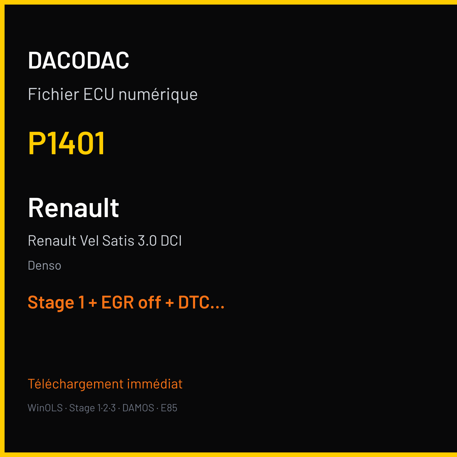 Renault Vel Satis 3.0 DCI (2004) — Denso — P1401 — Stage 1 + EGR off + DTC off