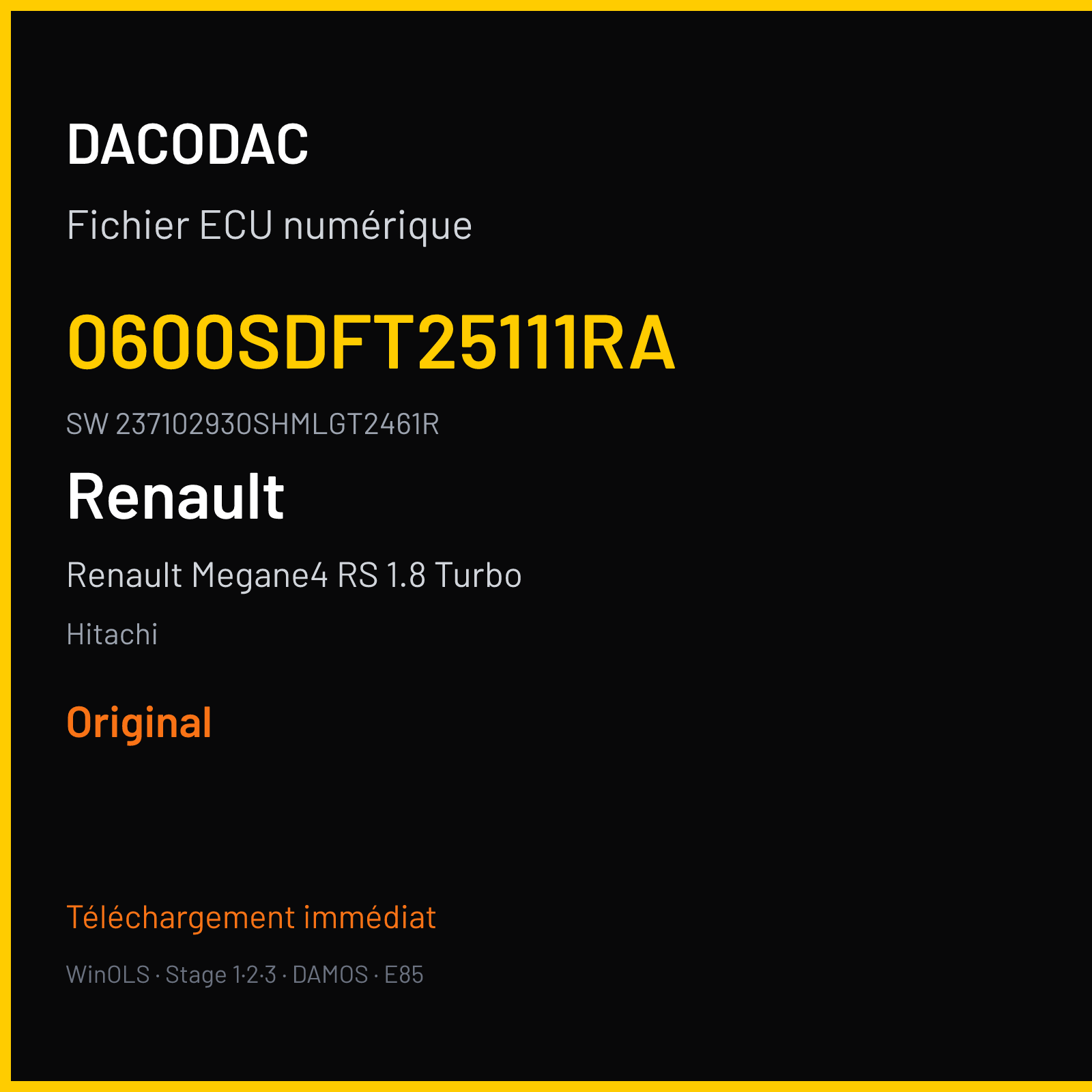 Renault Megane4 RS 1.8 Turbo 275 ch (2019) — Hitachi — 0600SDFT25111RA · 237102930SHMLGT2461R · 237104316Si Undefined — Original