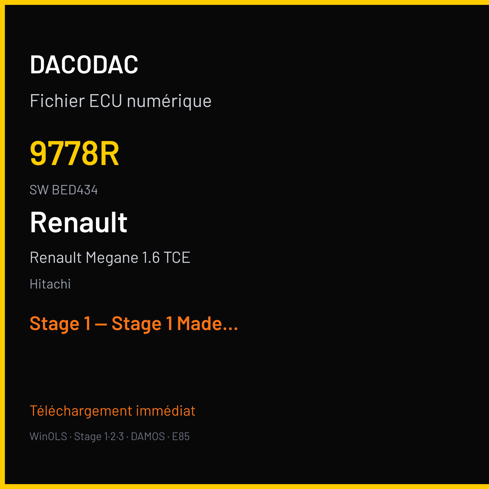 Renault Megane 1.6 TCE (2017) — Hitachi — 9778R · BED434 — Stage 1 — Stage 1 Made from BC file