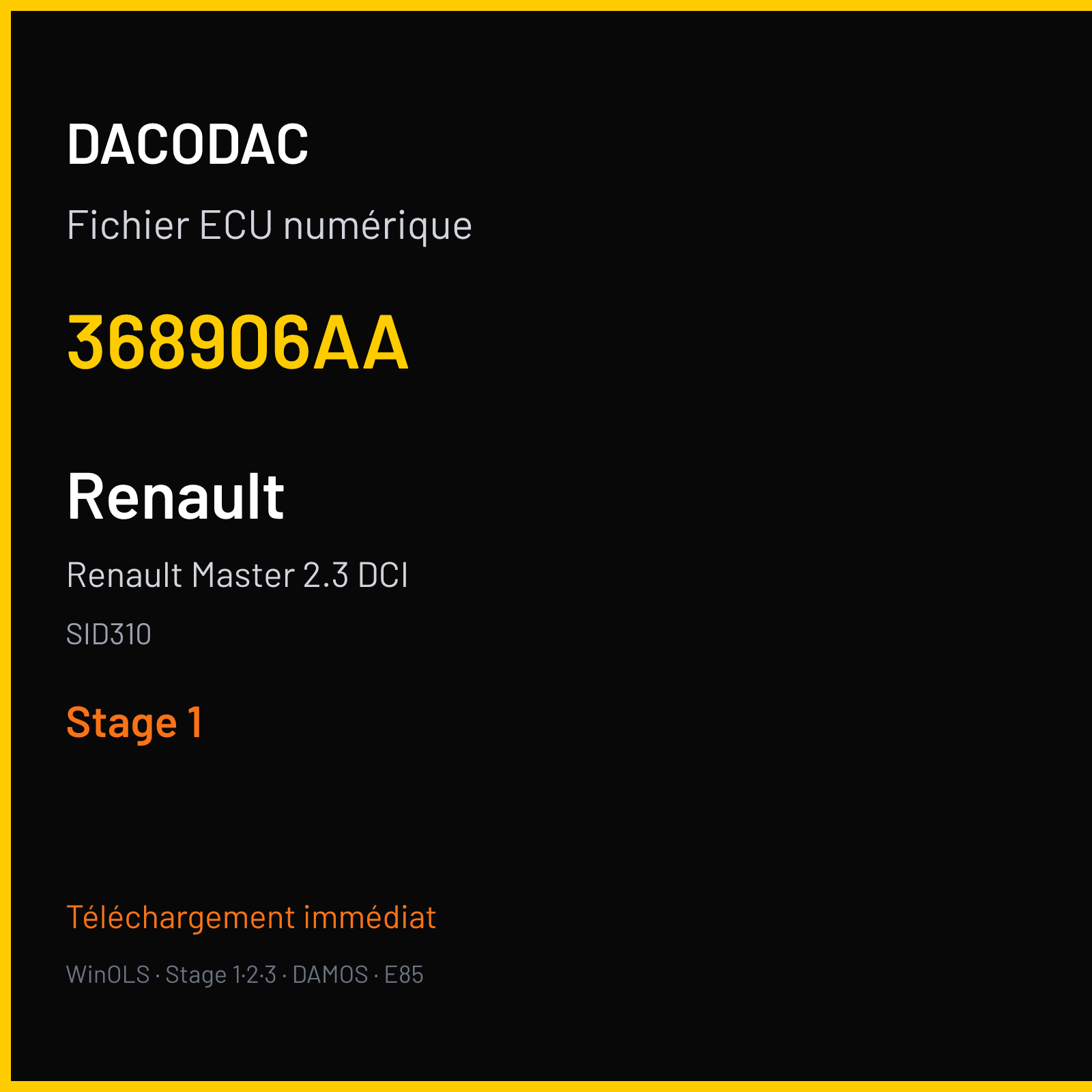 Renault Master 2.3 DCI — SID310 — 368906AA — Stage 1