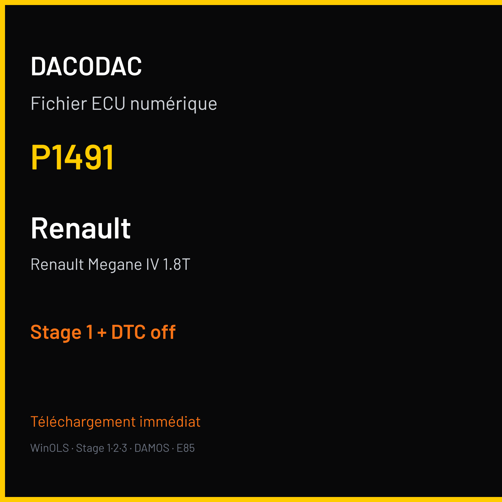 Renault Megane IV 1.8T (2018) — P1491 — Stage 1 + DTC off