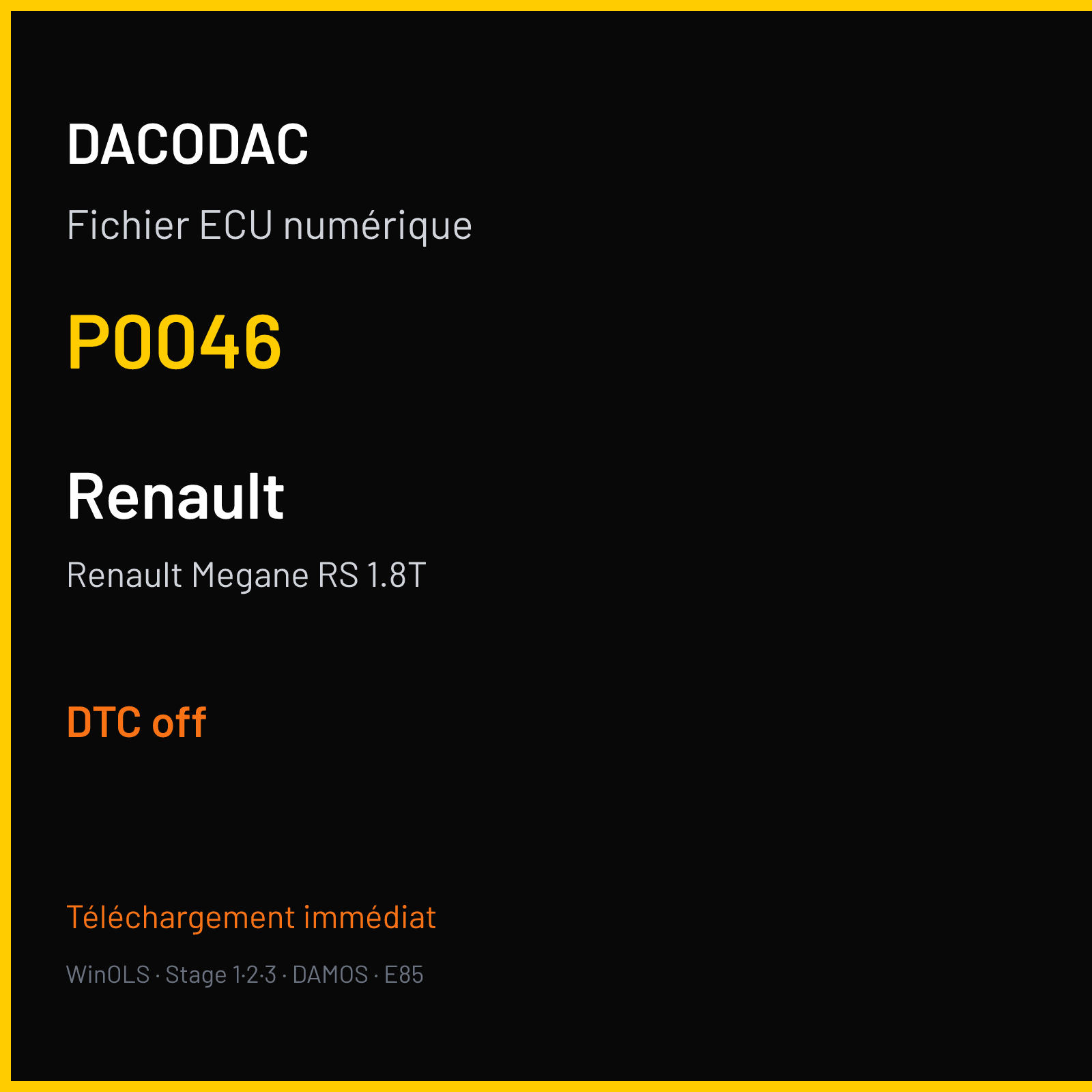 Renault Megane RS 1.8T (2018) — P0046 — DTC off