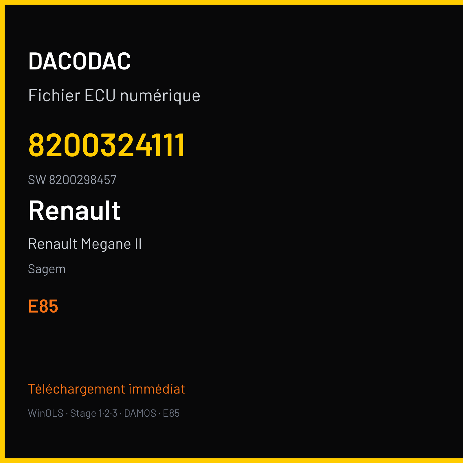 Renault Megane II — Sagem — 8200324111 · 8200298457 · 8200198091 — E85