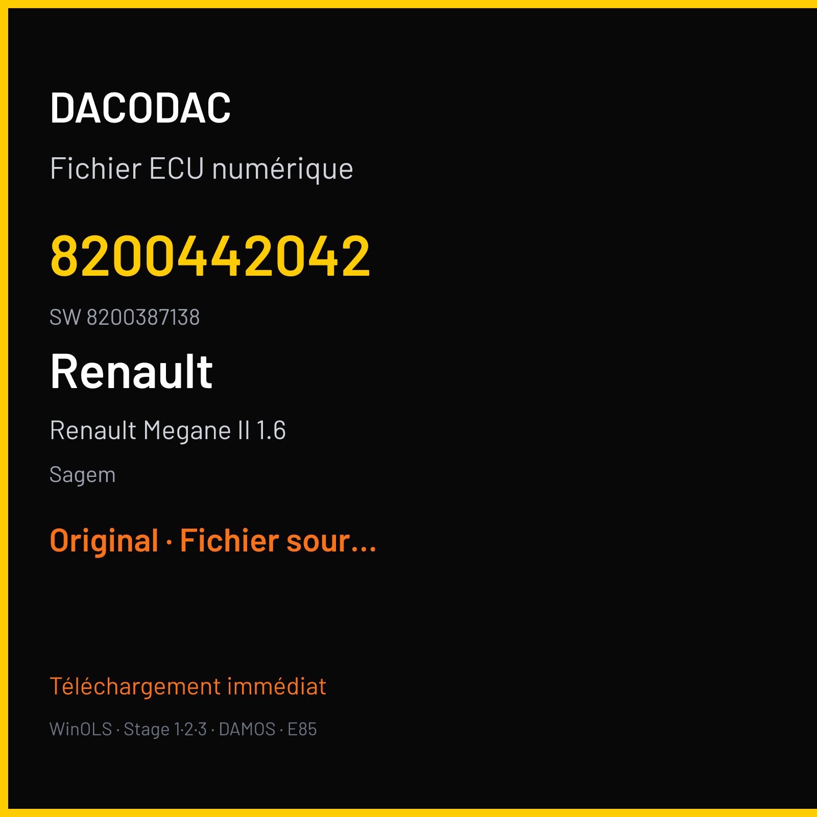 Renault Megane II 1.6 110 ch — Sagem — 8200442042 · 8200387138 · 8200198107 — Original
