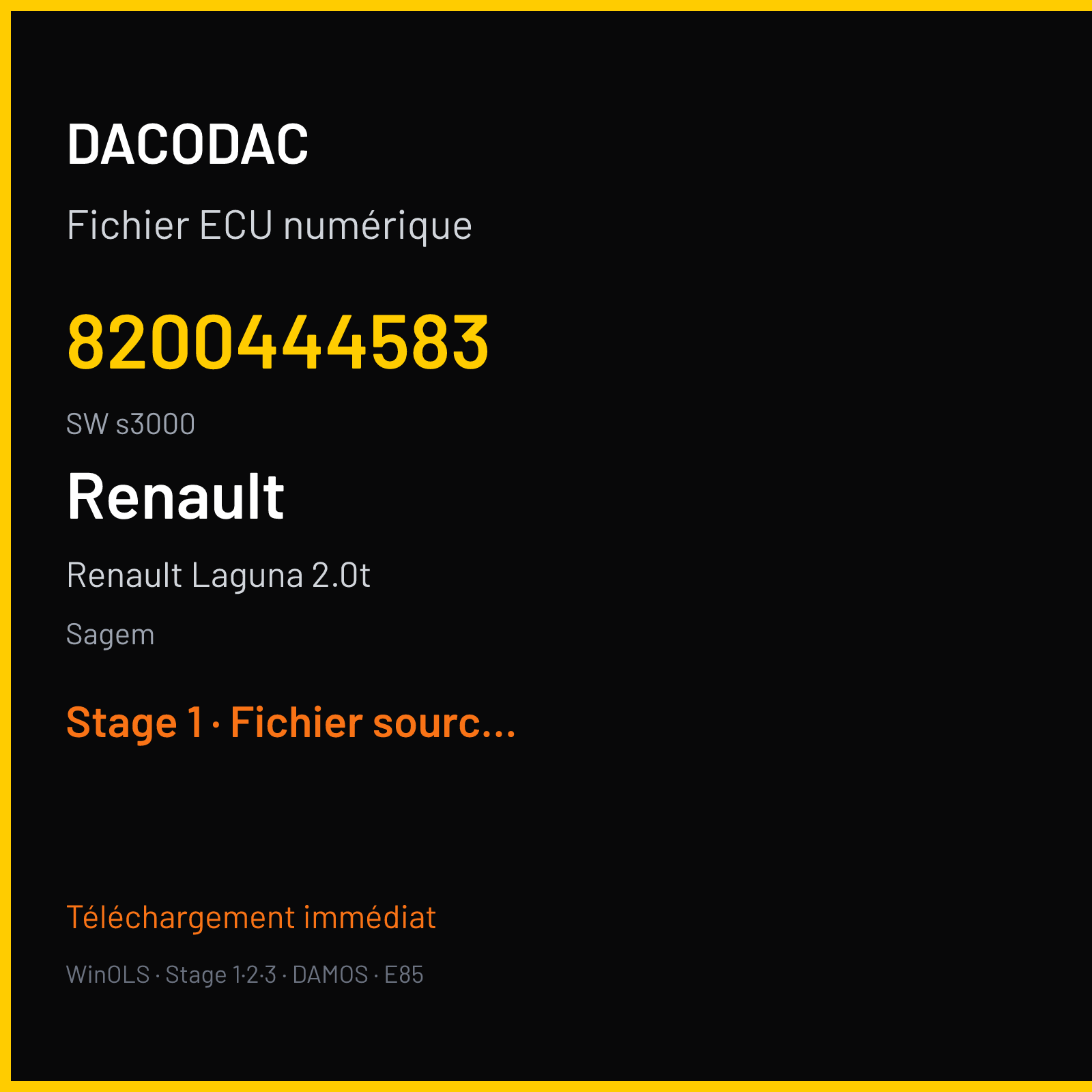 Renault Laguna 2.0t 175 ch (2005) — Sagem — 8200444583 · s3000 · 21585097-0a — Stage 1