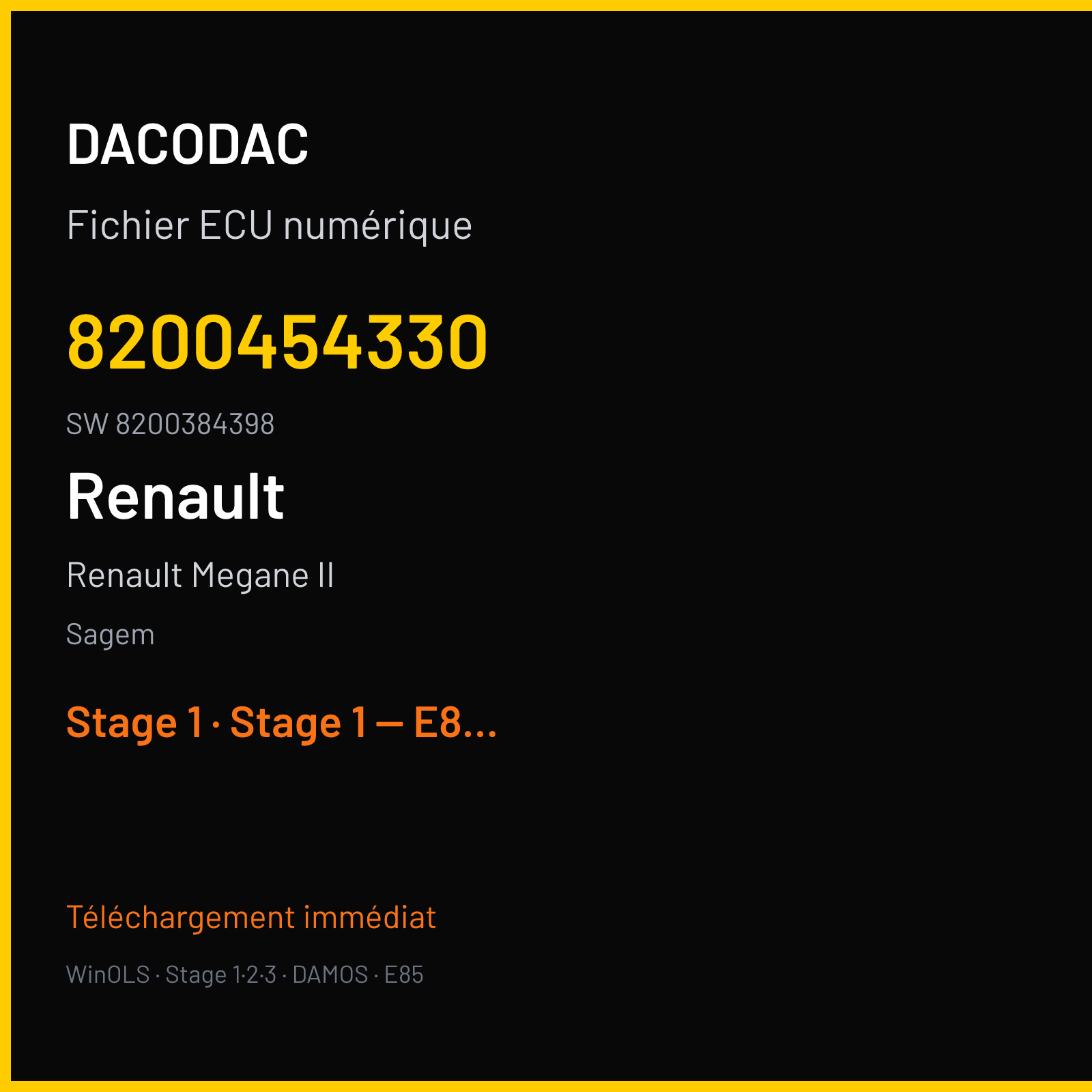 Renault Megane II — Sagem — 8200454330 · 8200384398 · 8200198095 — Stage 1