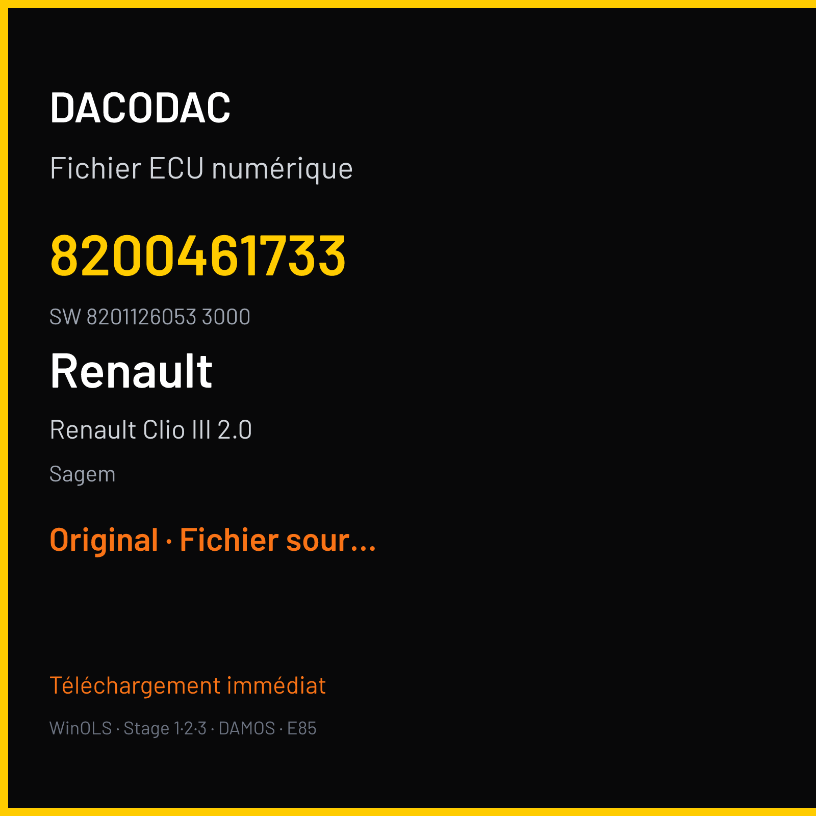 Renault Clio III 2.0 200 ch (2009) — Sagem — 8200461733 · 8201126053 3000 — Original