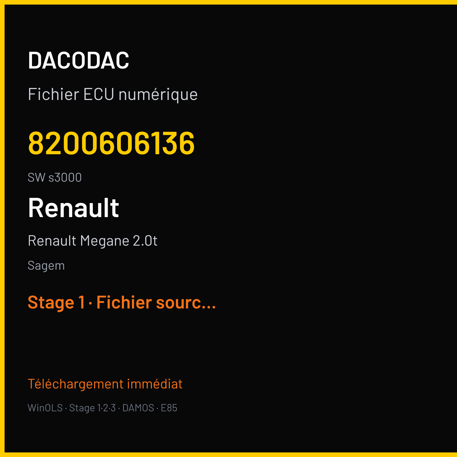 Renault Megane 2.0T (2004) — Sagem — 8200606136 · s3000 — Stage 1