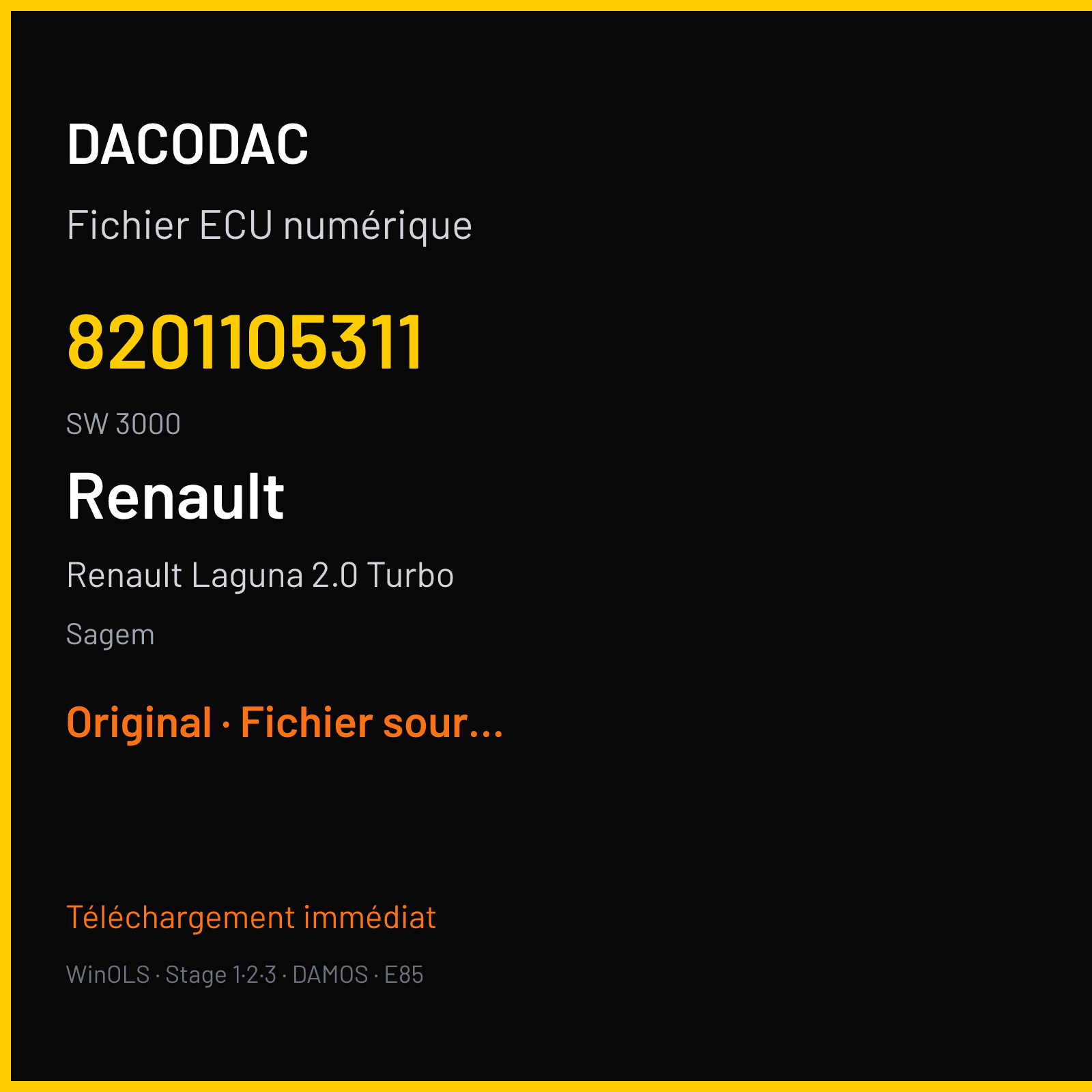 Renault Laguna 2.0 Turbo 204 ch (2009) — Sagem — 8201105311 · 3000 — Original