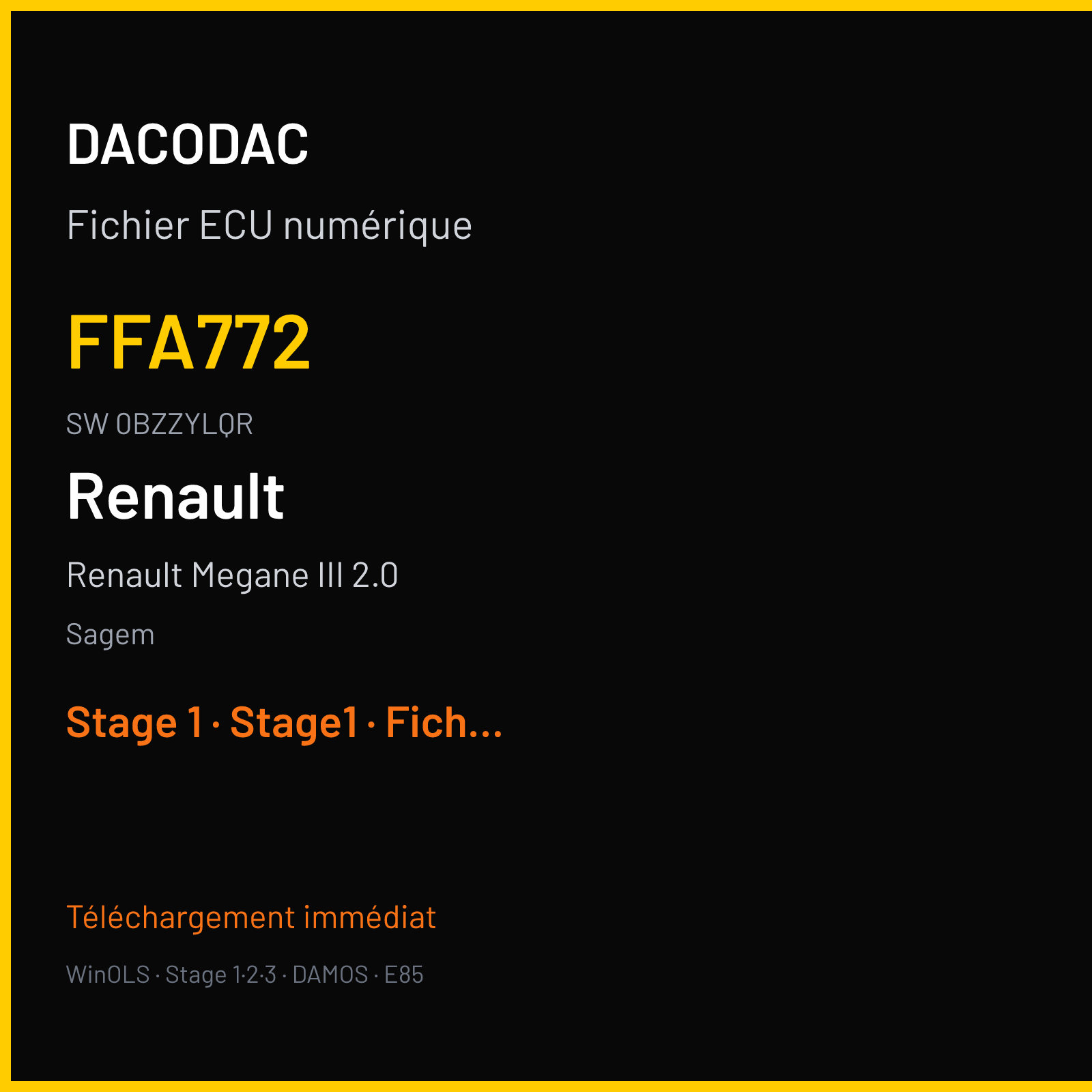 Renault Megane III 2.0 — Sagem — FFA772 · 0BZZYLQR · PPF777 — Stage 1