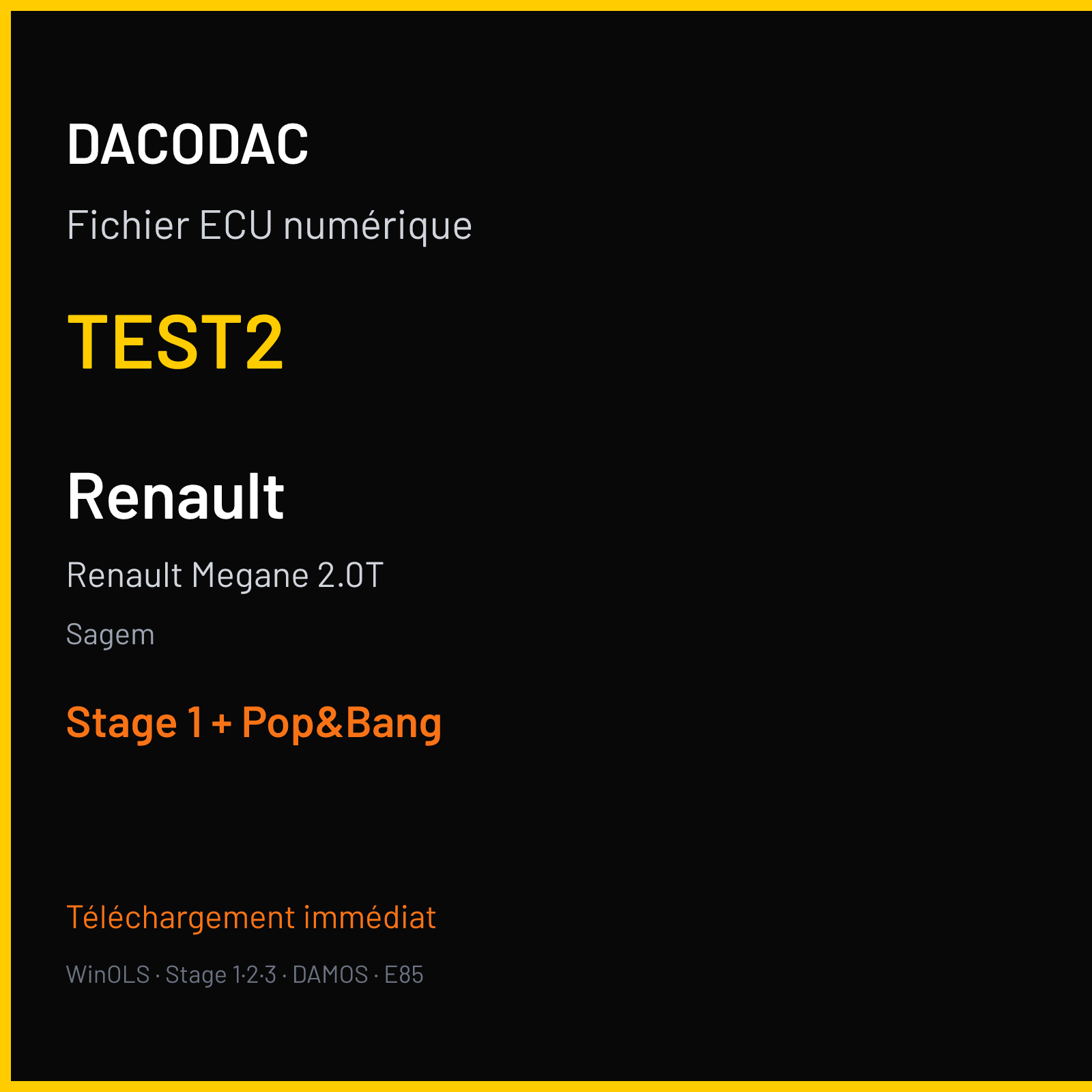 Renault Megane 2.0T — Sagem — TEST2 — Stage 1 + Pop&Bang