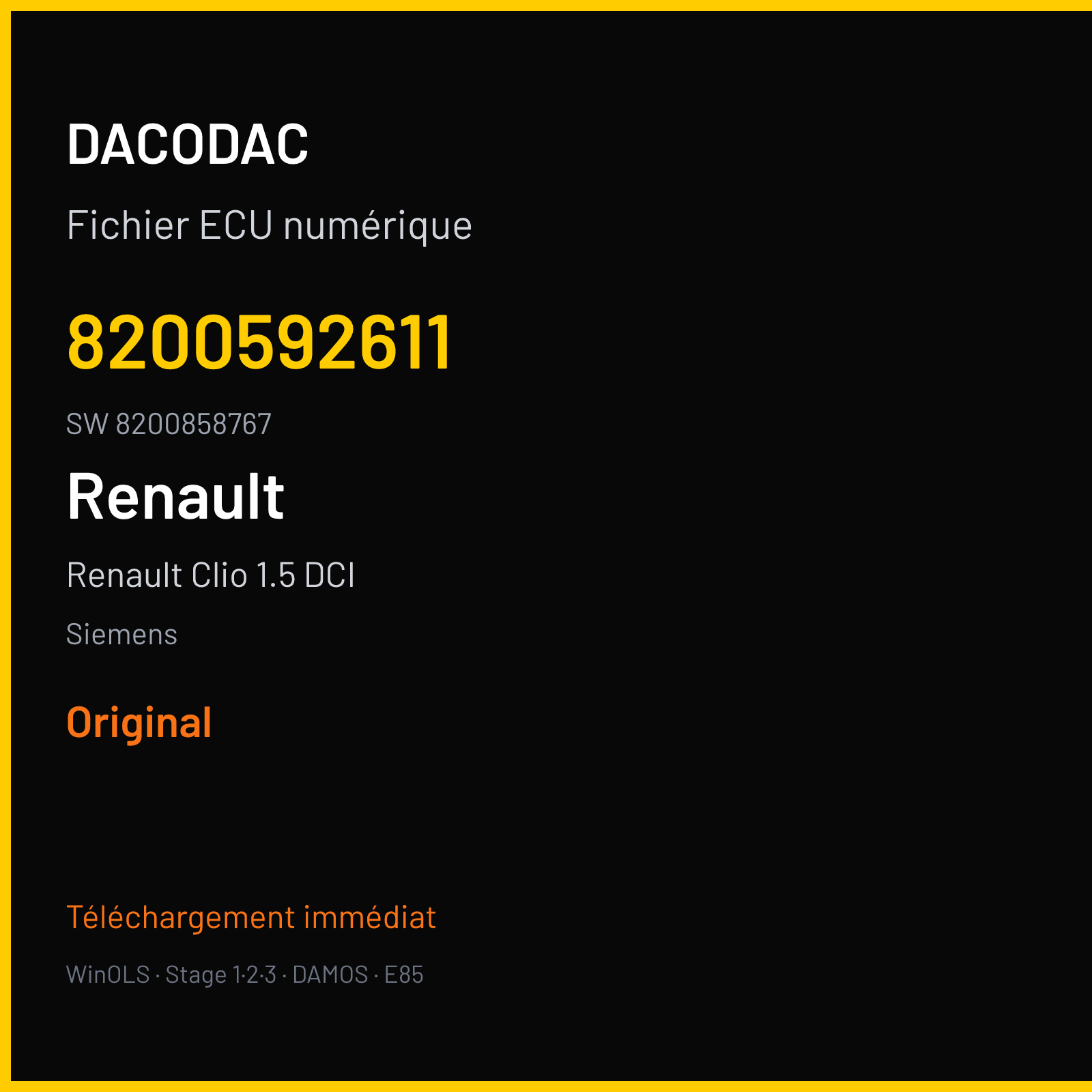 Renault Clio 1.5 DCI 105 ch (2006) — Siemens — 8200592611 · 8200858767 · 8200565863 — Original