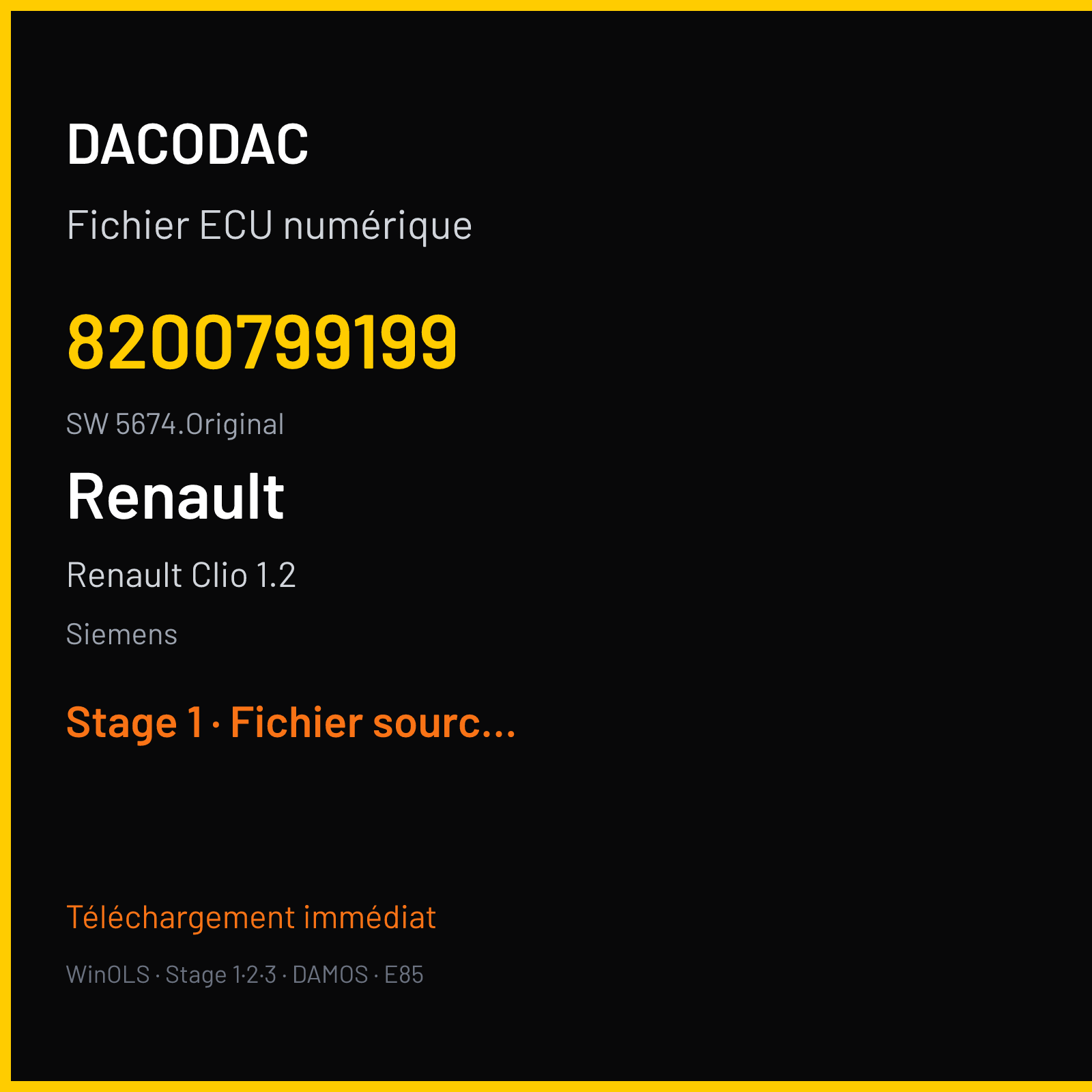 Renault Clio 1.2 102 ch (2008) — Siemens — 8200799199 · 5674.Original — Stage 1
