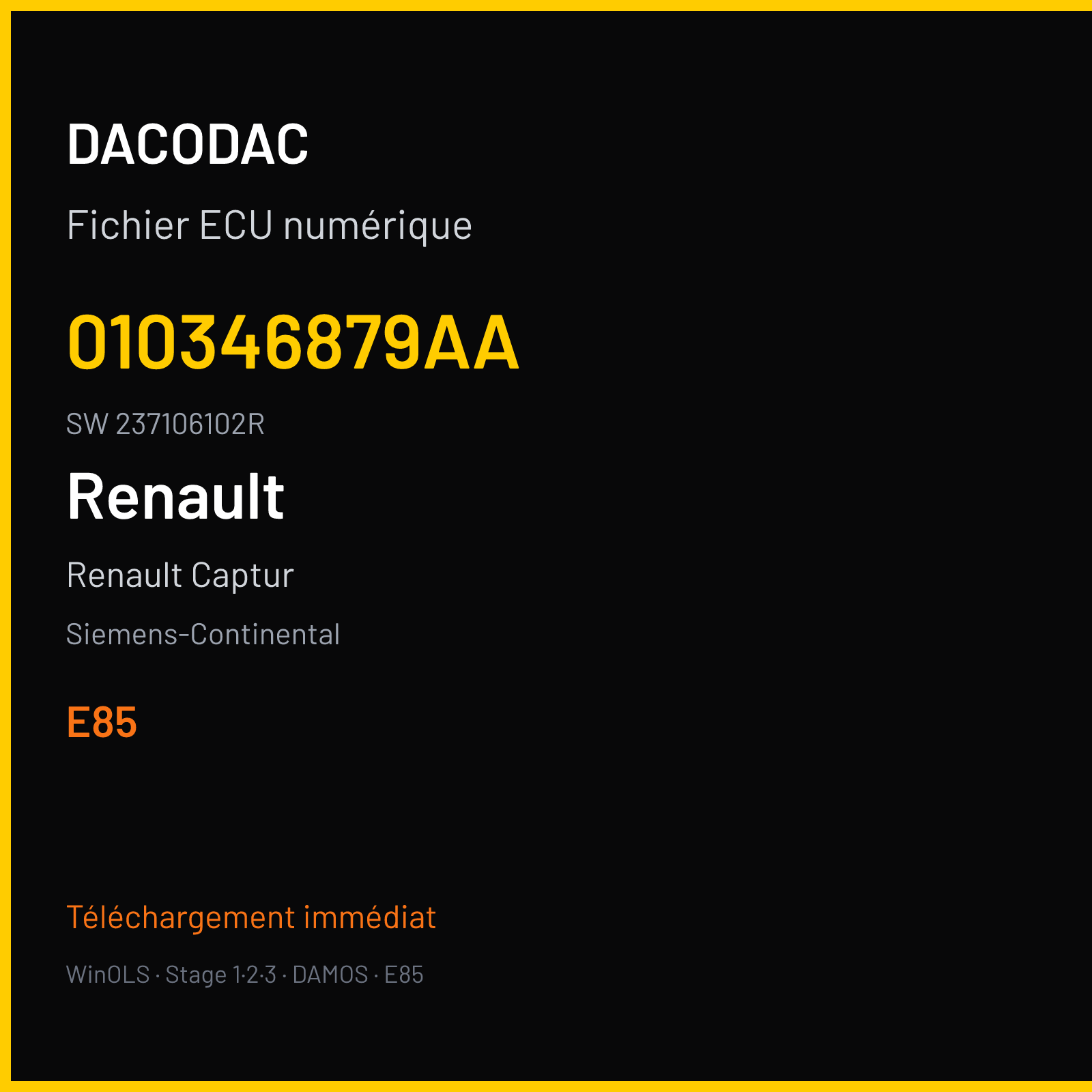 Renault Captur 118 ch — Siemens-Continental — 010346879AA · 237106102R · RD6RD62285000000 — E85