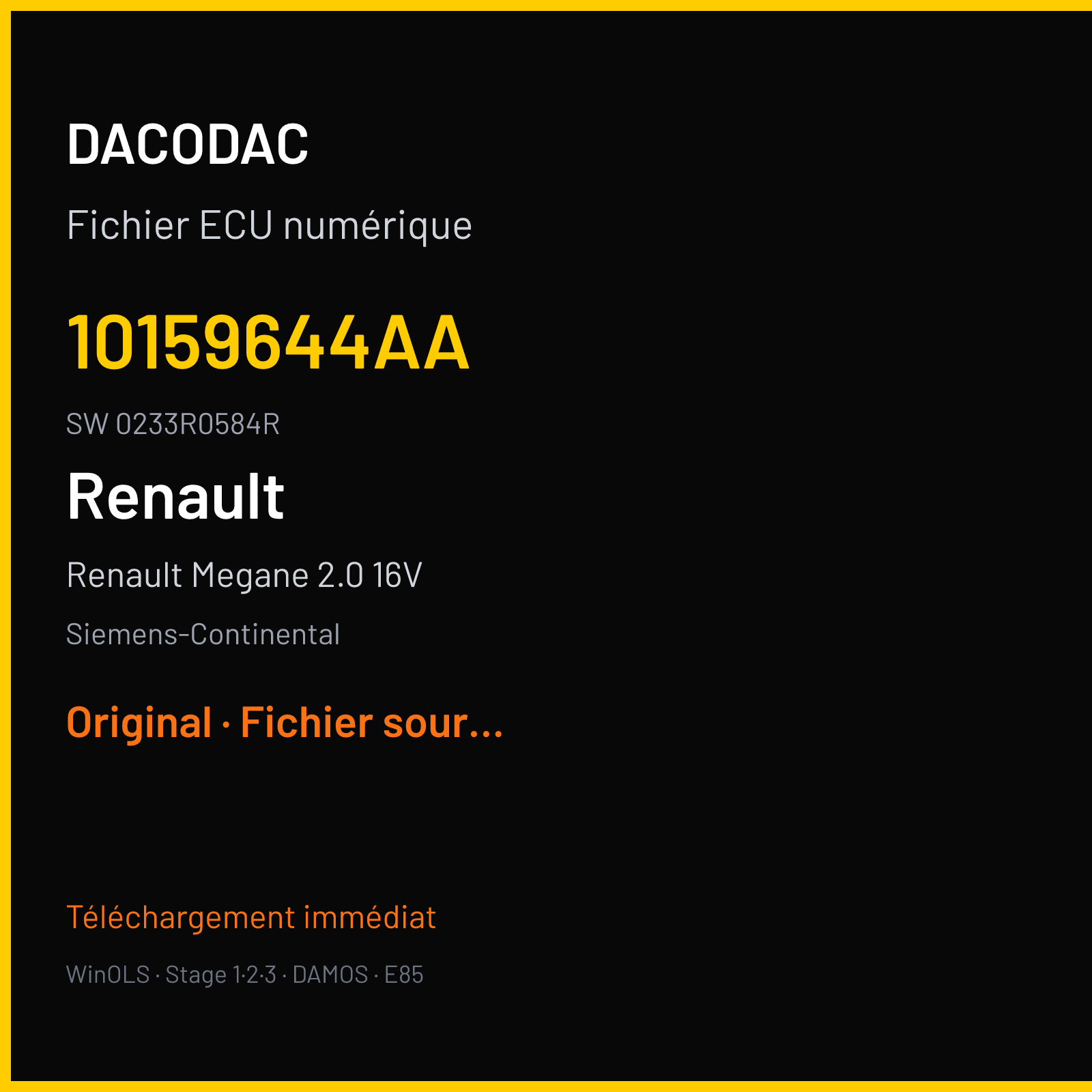 Renault Megane 2.0 16V 180 ch (2010) — Siemens-Continental — 10159644AA · 0233R0584R · RD95569900000 3130 — Original