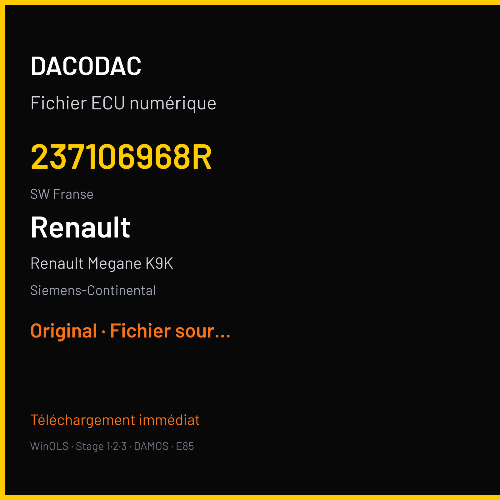 Renault Megane K9K (2016) — Siemens-Continental — 237106968R · Franse — Original