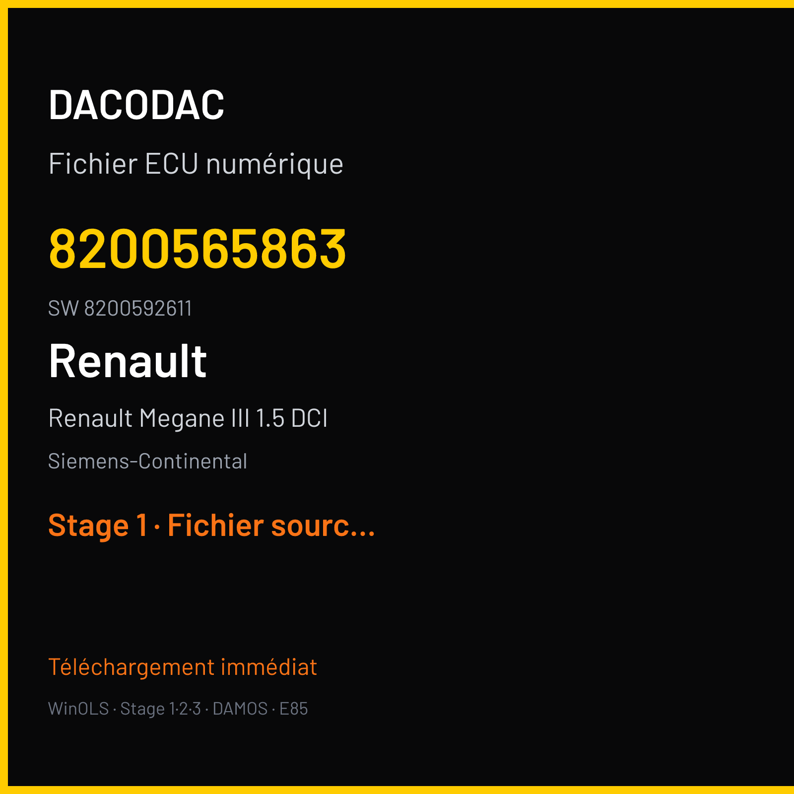 Renault Megane III 1.5 DCI — Siemens-Continental — 8200565863 · 8200592611 · RM110AA000000 — Stage 1