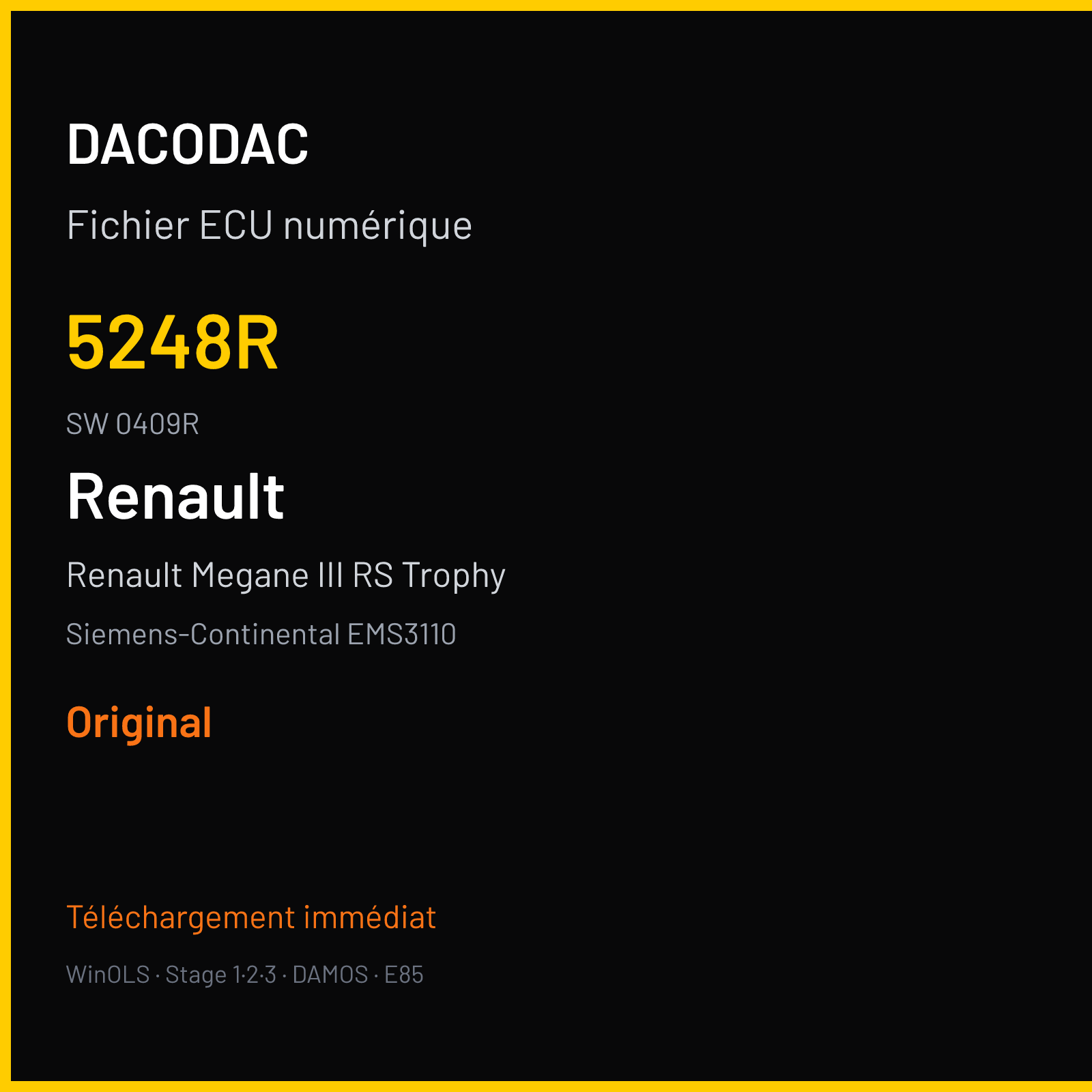 Renault Megane III RS Trophy 275 ch — Siemens-Continental EMS3110 — 5248R · 0409R · RD9A2C5000000 — Original