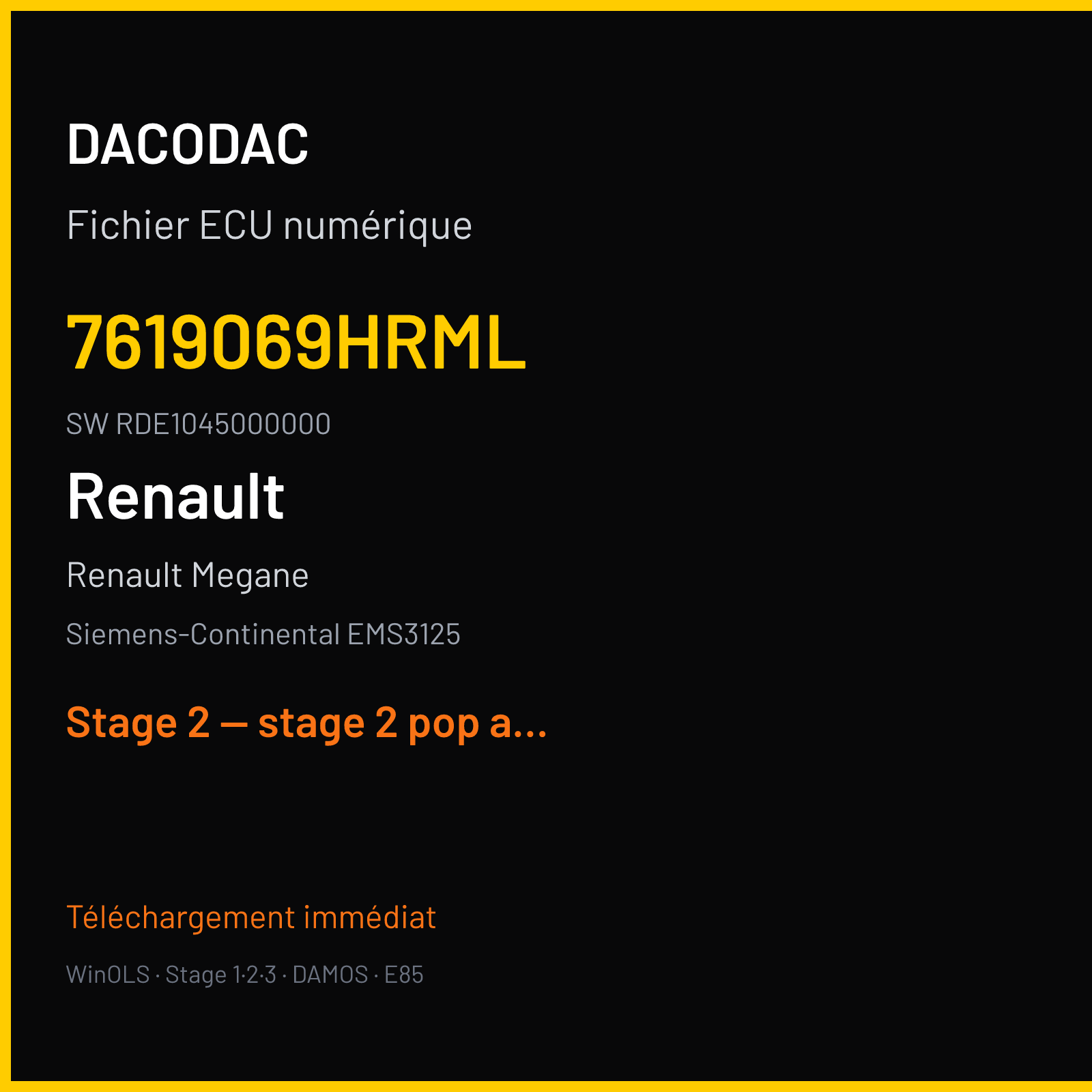 Renault Megane (2016) — Siemens-Continental EMS3125 — 7619069HRML · RDE1045000000 — Stage 2 — stage 2 pop and bang launch control viezu