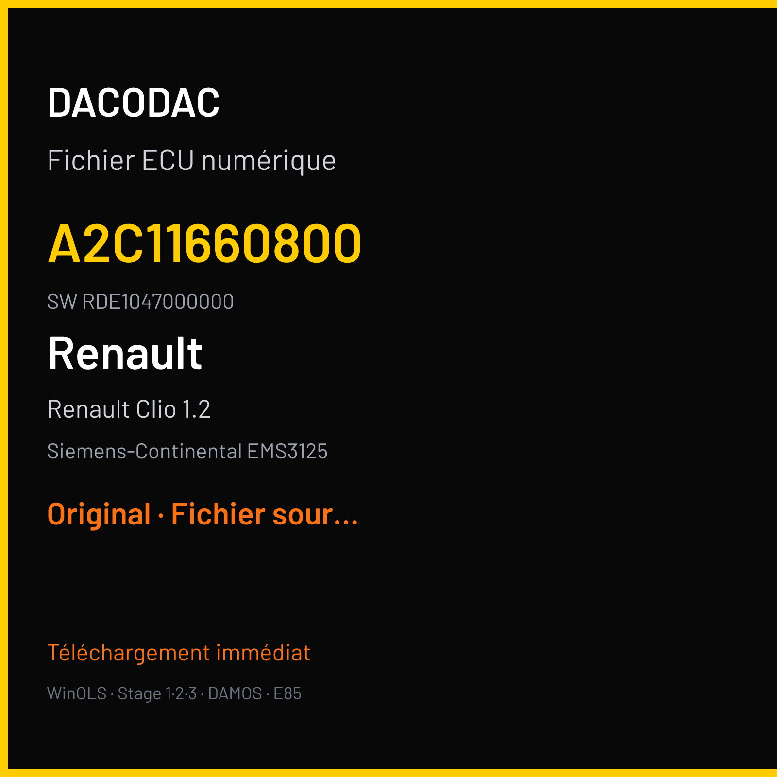 Renault Clio 1.2 (2017) — Siemens-Continental EMS3125 — A2C11660800 · RDE1047000000 — Original