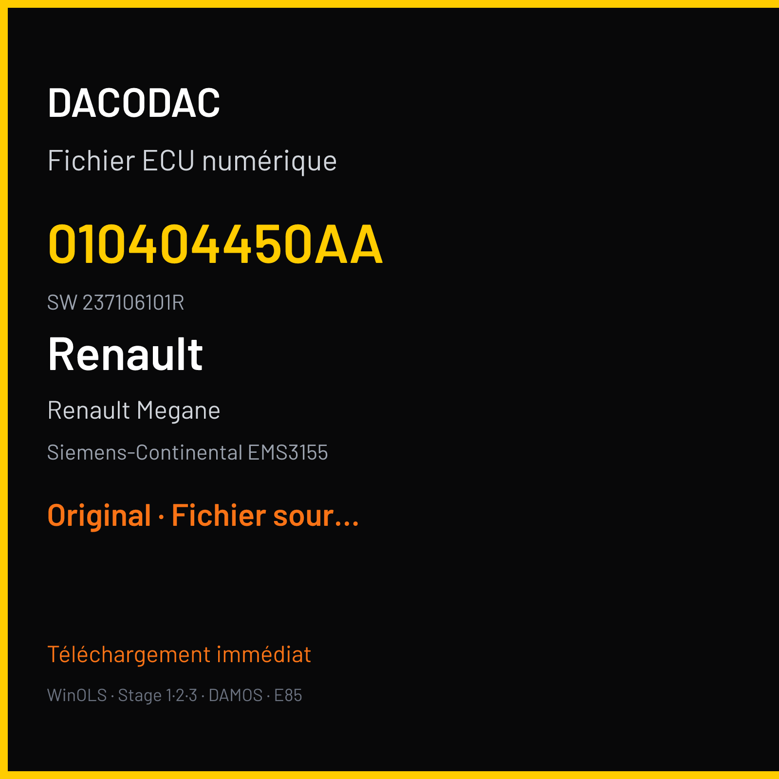 Renault Megane — Siemens-Continental EMS3155 — 010404450AA · 237106101R · RD6RD62277000000 — Original