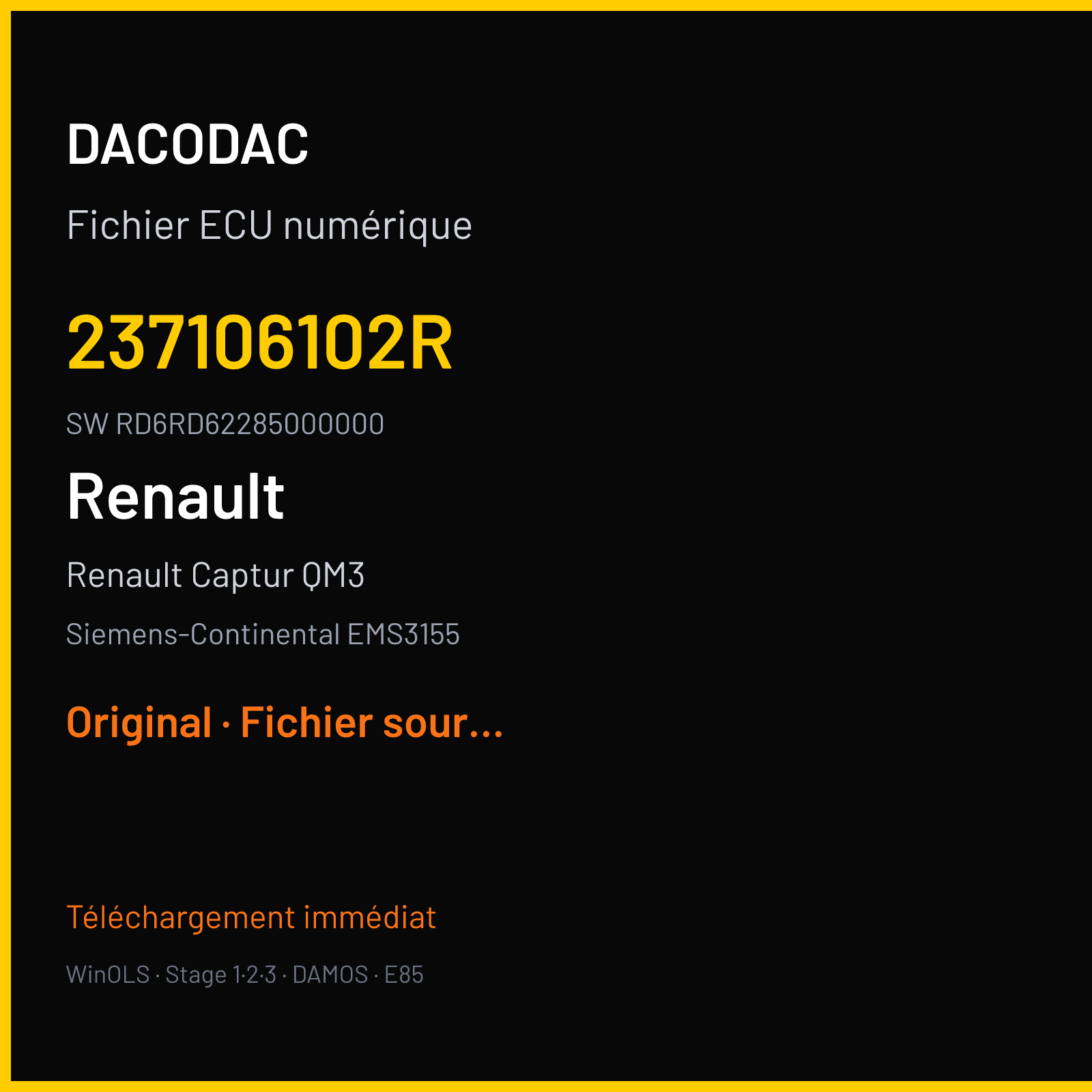 Renault Captur QM3 (2018) — Siemens-Continental EMS3155 — 237106102R · RD6RD62285000000 — Original