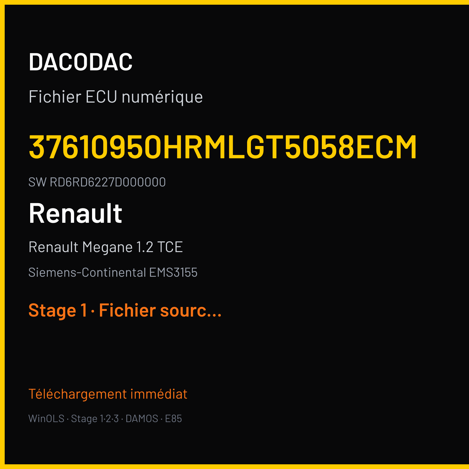 Renault Megane 1.2 TCE (2017) — Siemens-Continental EMS3155 — 37610950HRMLGT5058ECM · RD6RD6227D000000 — Stage 1