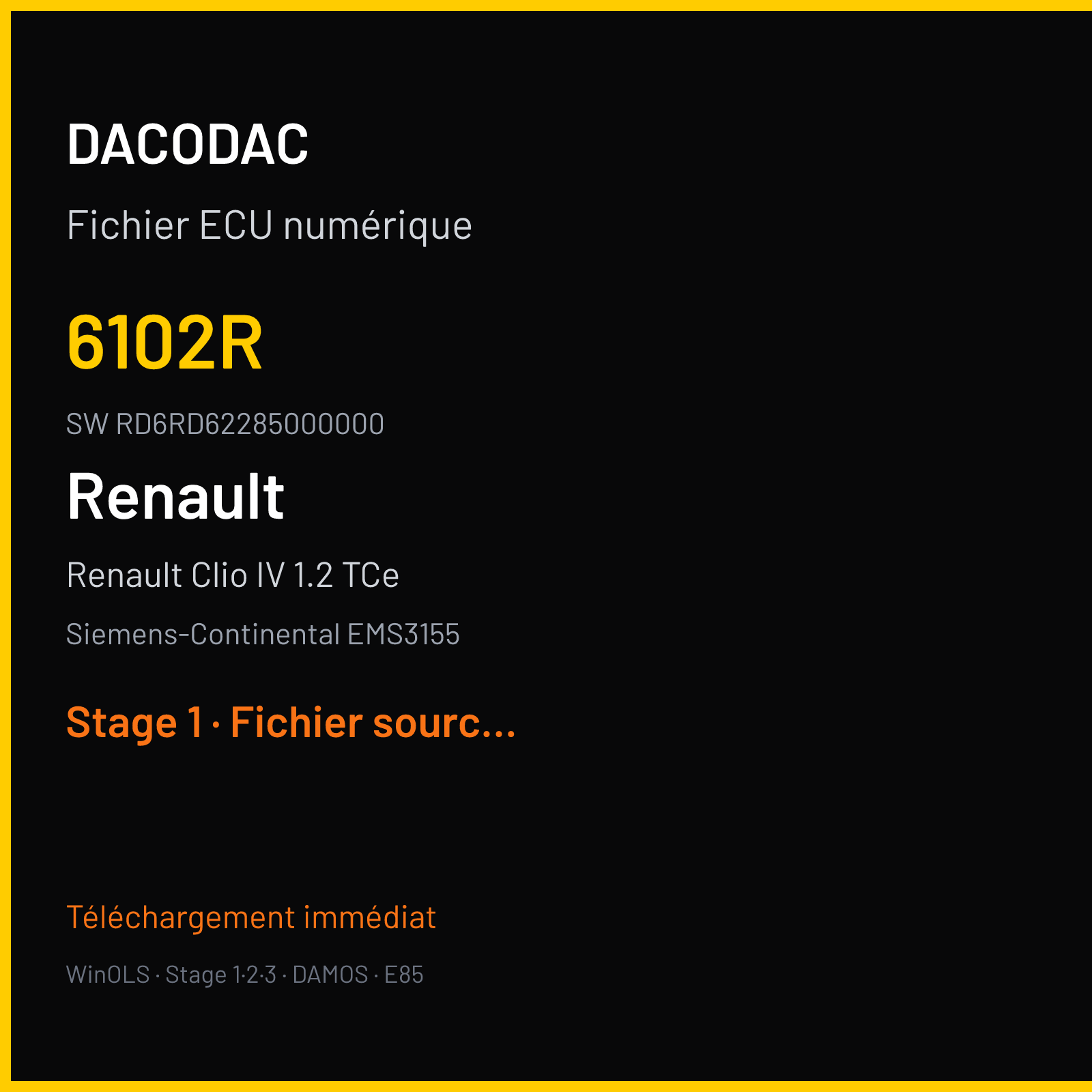 Renault Clio IV 1.2 TCe (2017) — Siemens-Continental EMS3155 — 6102R · RD6RD62285000000 — Stage 1