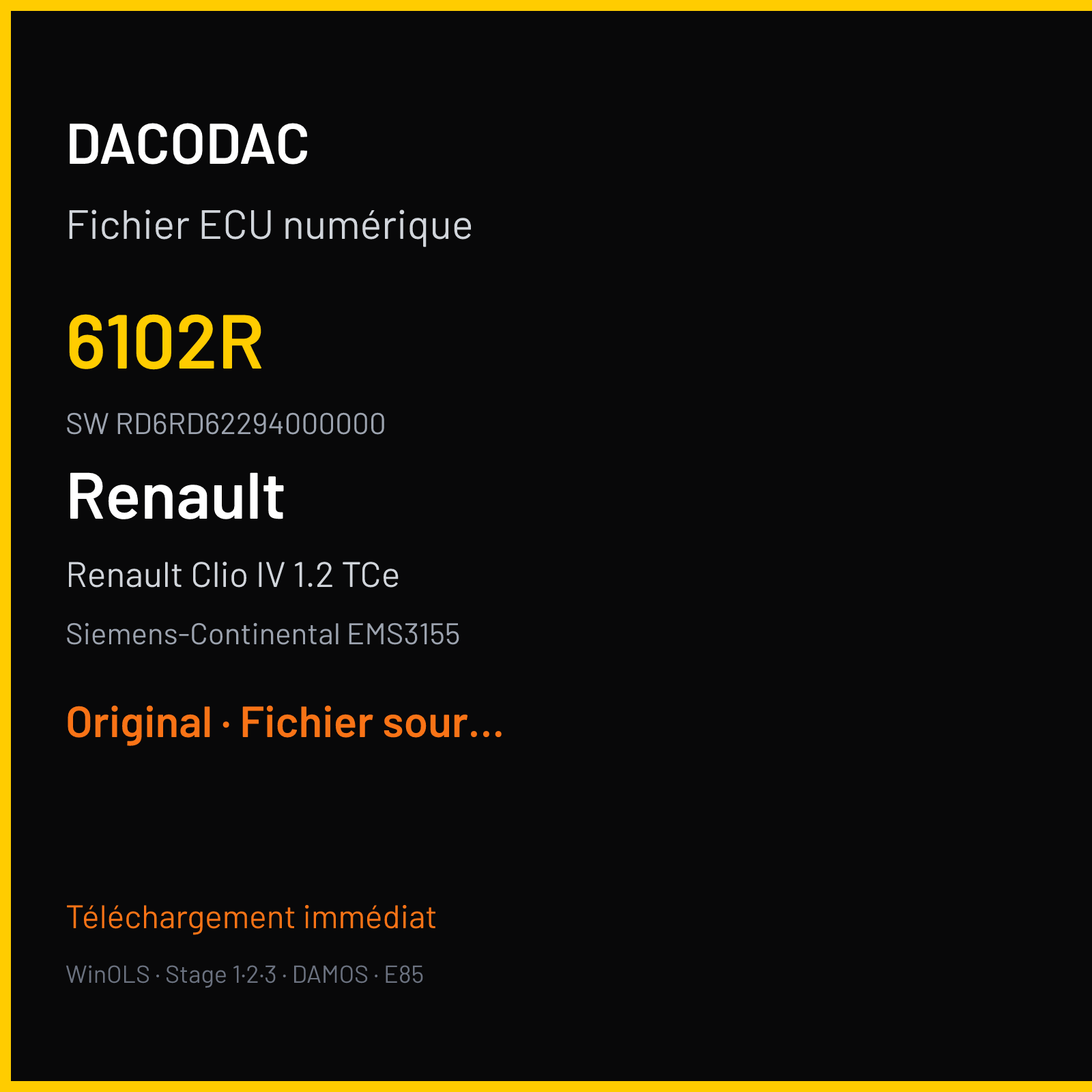 Renault Clio IV 1.2 TCe (2017) — Siemens-Continental EMS3155 — 6102R · RD6RD62294000000 — Original