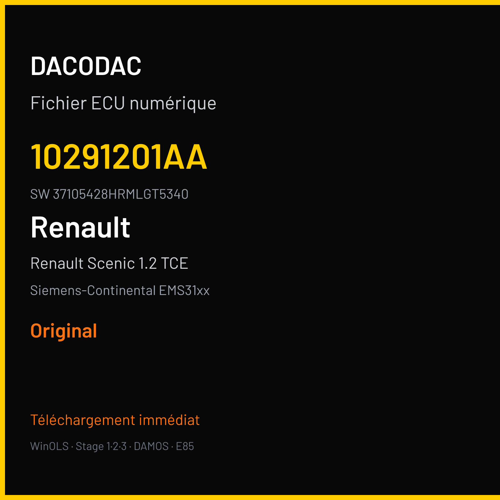 Renault Scenic 1.2 TCE 130 ch (2014) — Siemens-Continental EMS31xx — 10291201AA · 37105428HRMLGT5340 · RDBRDB2180000000 — Original