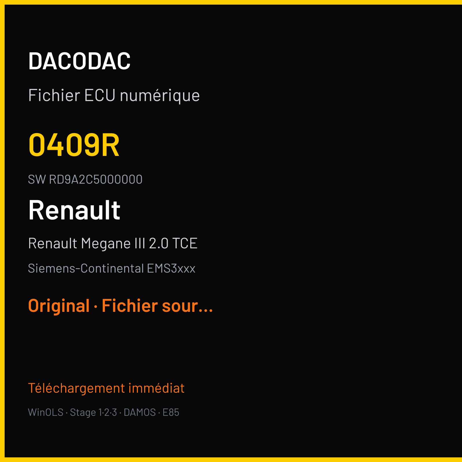Renault Megane III 2.0 TCE (2015) — Siemens-Continental EMS3xxx — 0409R · RD9A2C5000000 — Original