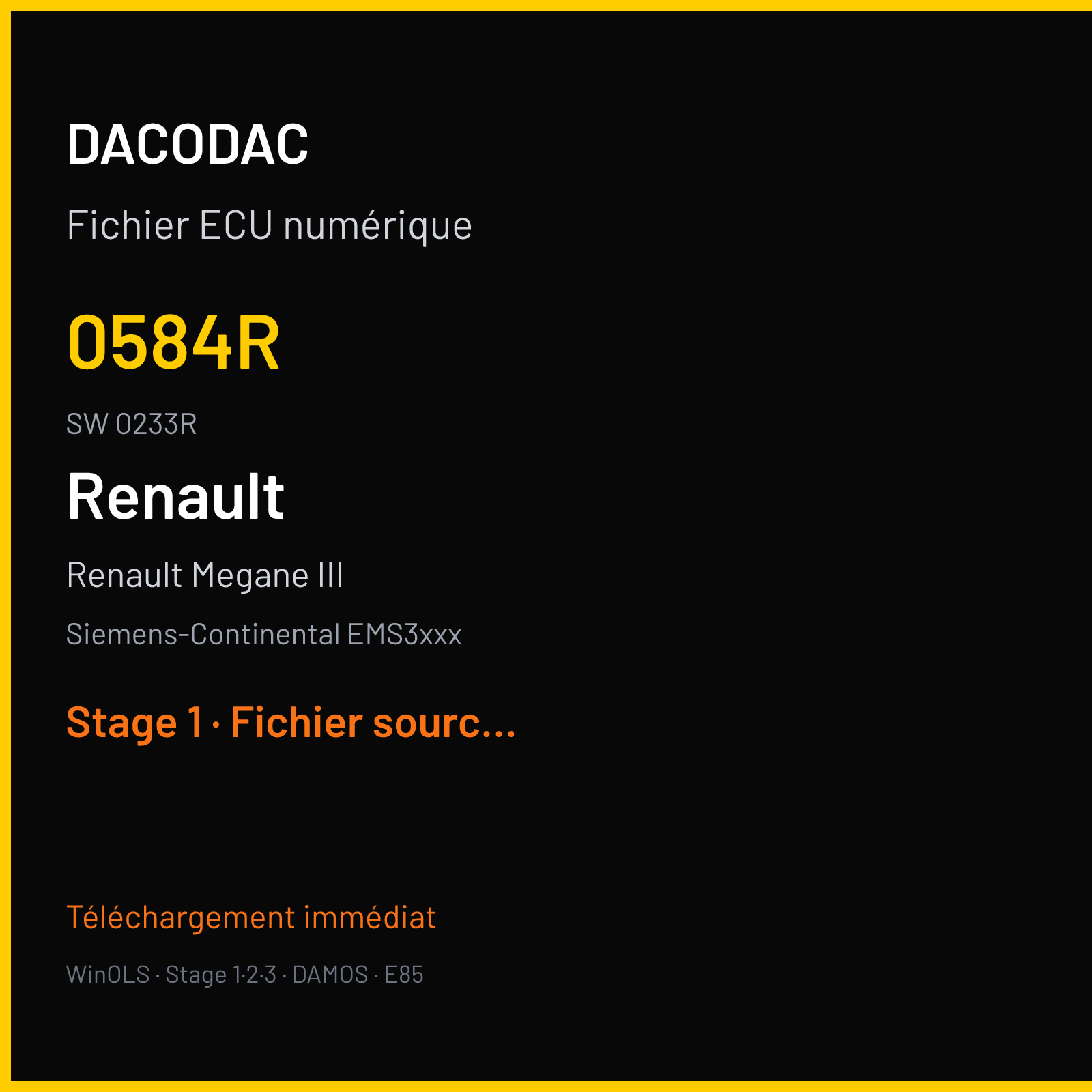 Renault Megane III — Siemens-Continental EMS3xxx — 0584R · 0233R · RD95569900000 — Stage 1