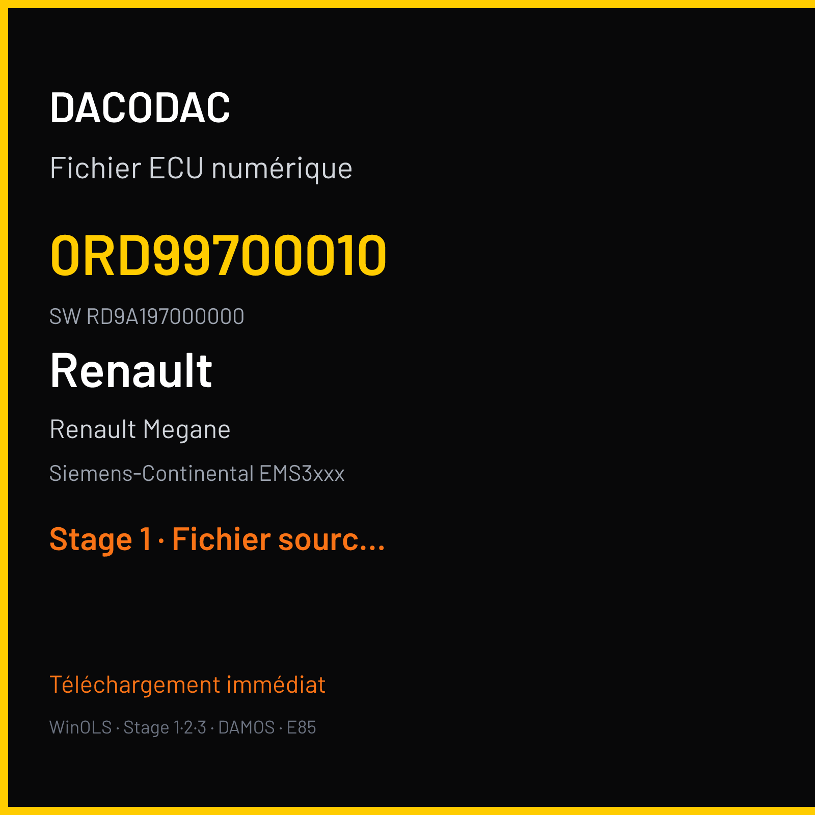 Renault Megane RS 2.0T (2011) — Siemens-Continental EMS3xxx — 0RD99700010 · RD9A197000000 — Stage 1