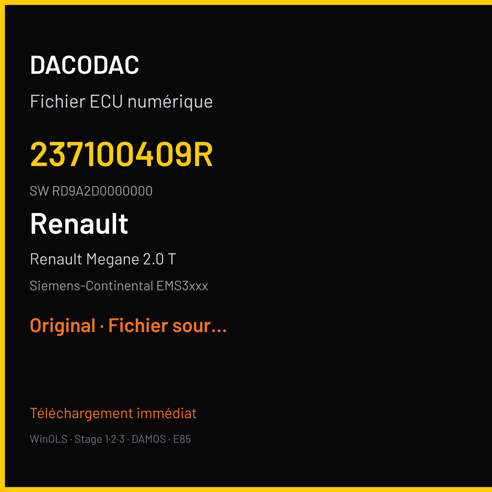 Renault Megane 2.0 T (2014) — Siemens-Continental EMS3xxx — 237100409R · RD9A2D0000000 — Original
